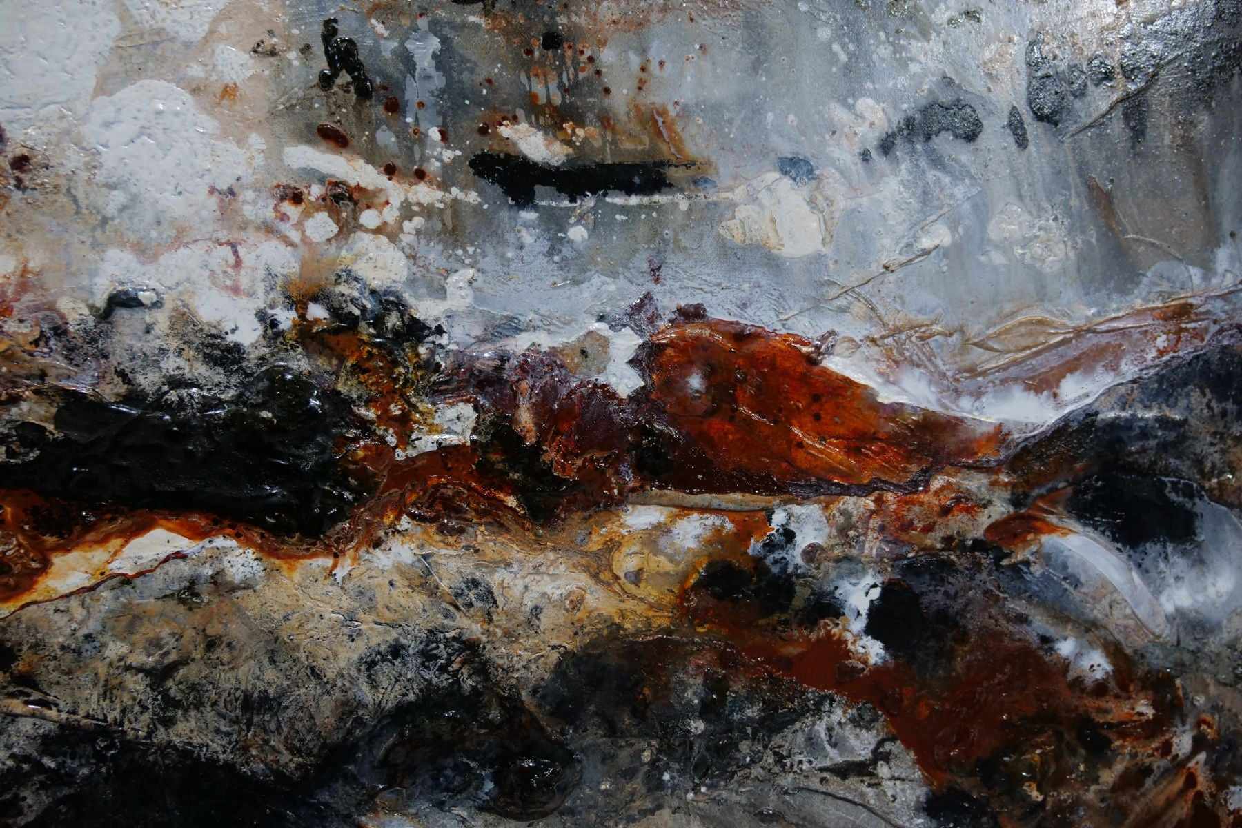 Rust and Pepper 240cm x 100cm Black Brown Textured Abstract Canvas Wall Art - Modern Home Decor for Living Room, Bedroom & Office