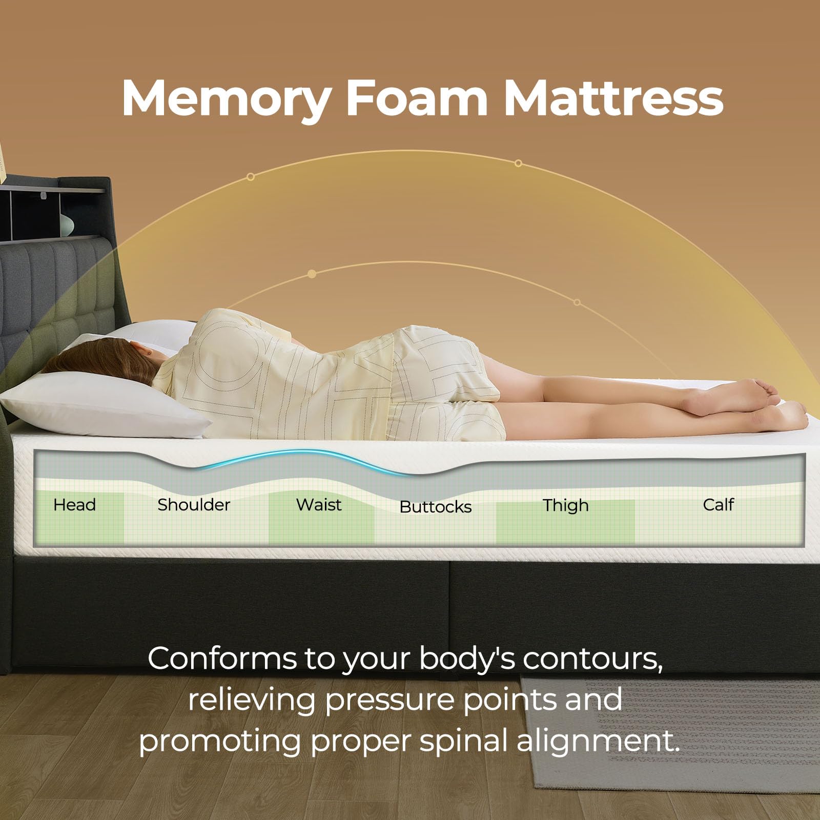 Rolanstar 8 Inch Queen Size Gel Memory Foam Mattress in a Box - Fiberglass Free, Breathable Cooling Mattress for Pressure Relief & Support - CertiPUR-US Certified (White) - Perfect for Bedrooms, Guest Rooms & Dormitories