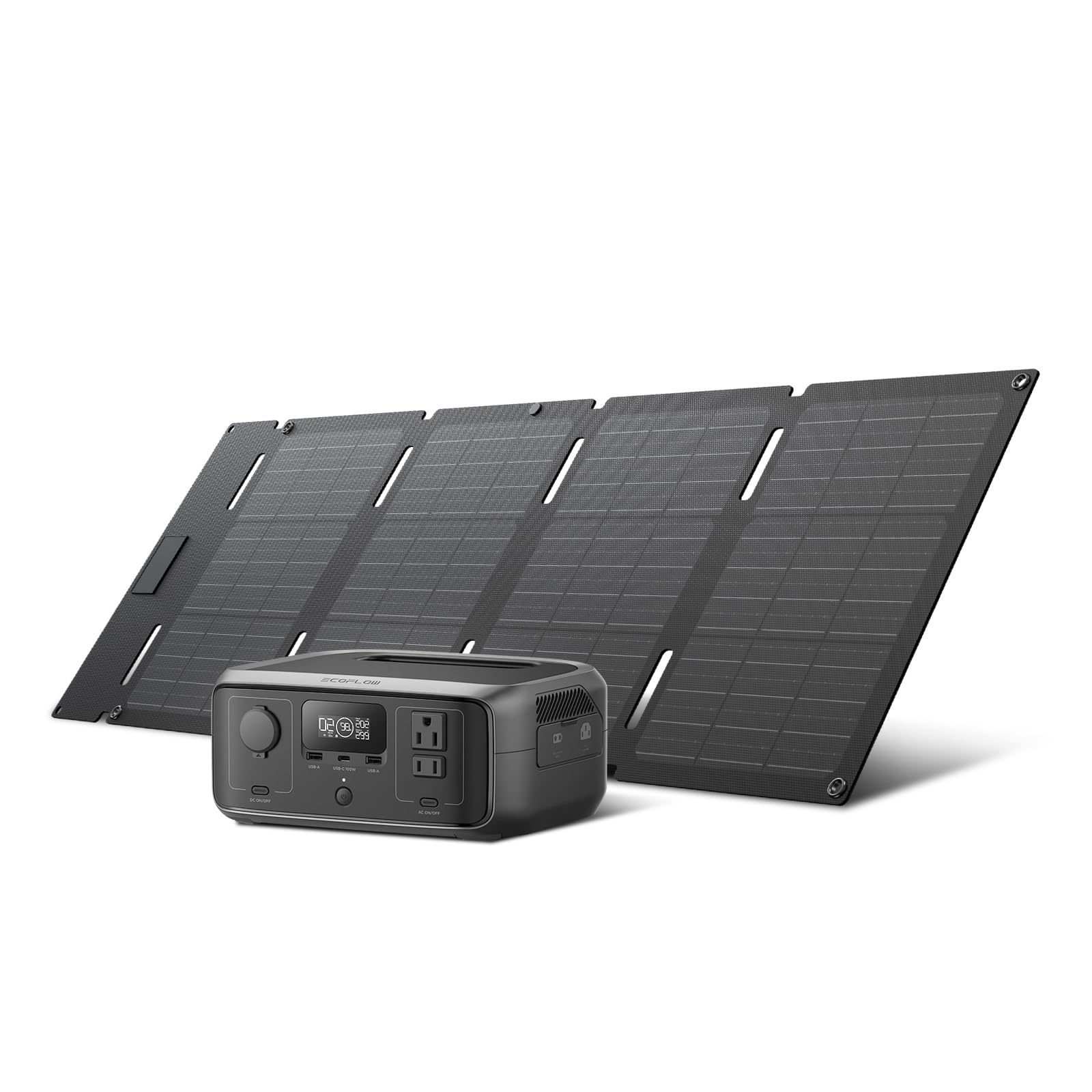 EF ECOFLOW RIVER 3 Portable Power Station with 45W Solar Panel | 245Wh LiFePO4 Battery | 300W (600W Surge) AC Output | <20ms UPS | 1Hr Fast Charging | Solar Generator for Camping, RV Trips, Emergency Backup & Outdoor Adventures