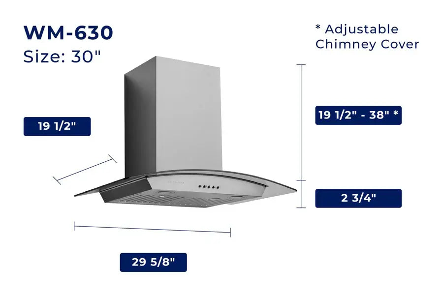 Hauslane WM 630SS Convertible Stainless Steel Range Hood - 30