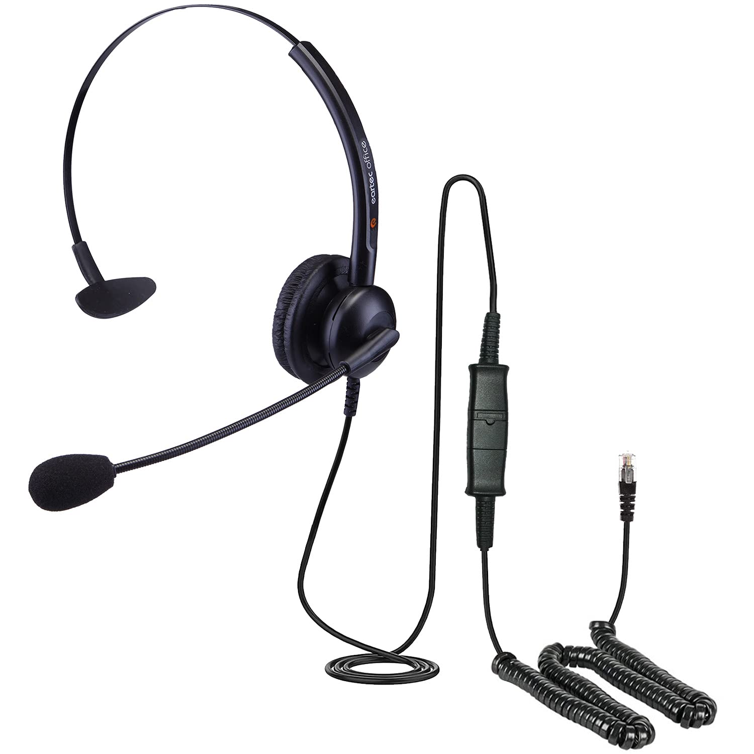 Avaya J139 J169 J179 IP Phone Single Ear Headset with FREE RJ9 Plantronics QD009 Cable - Office & Call Center Headphones for Business Communications