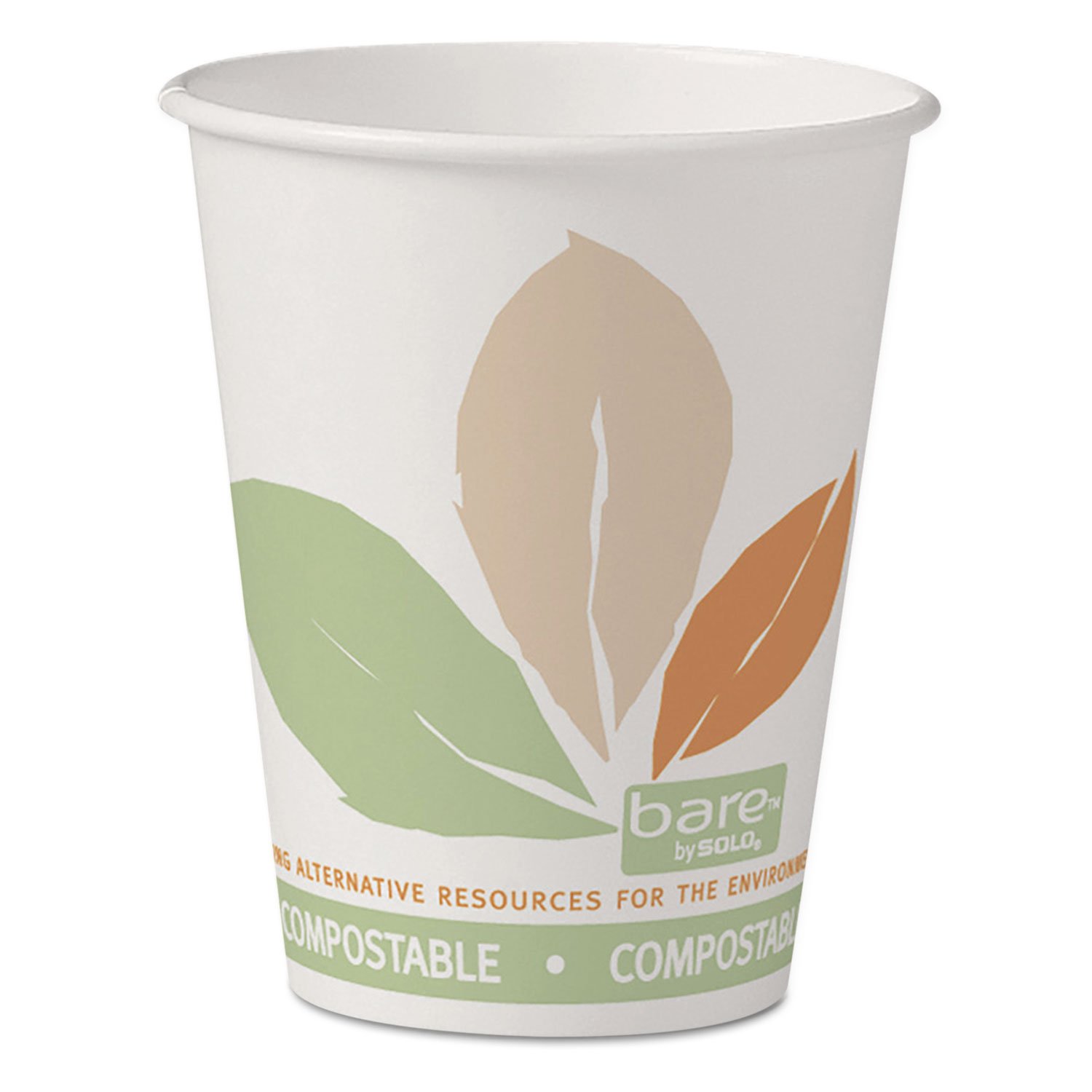SOLO Bare Eco-Friendly PLA Paper Hot Cups, 8 oz, 50 Count - Biodegradable Compostable Coffee Cups with Leaf Design for Coffee, Tea, Hot Chocolate - Perfect for Office, Cafes, and Eco-Conscious Events