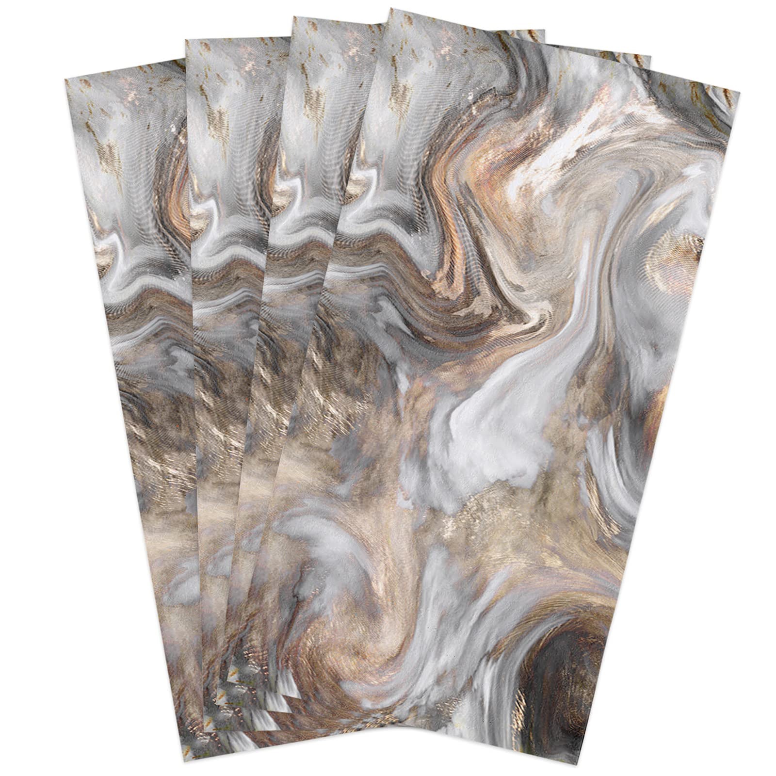 4 Pack Super Absorbent Microfiber Kitchen Dish Towels - Soft Abstract Crack Marble Pattern Dishcloths, Hand Towels & Tea Towels for Kitchen, Bathroom & Bar | Perfect for Drying Dishes, Wiping Countertops & Decorating Your Home