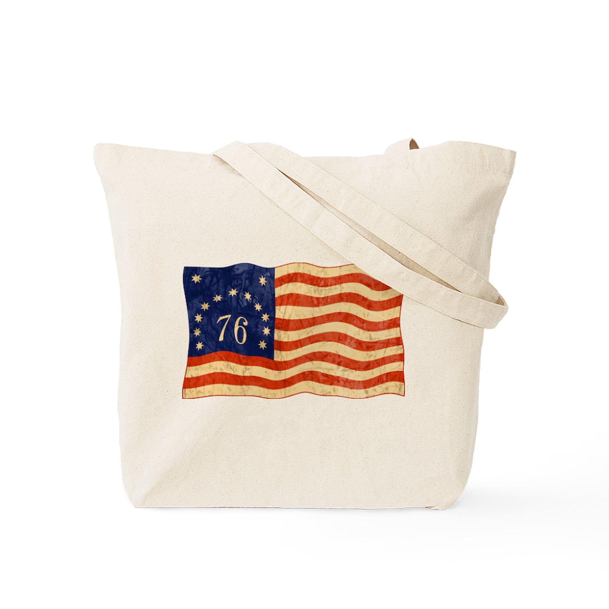 Retro 1776 American Flag Tote Bag - Natural Canvas Reusable Shopping Bag for Groceries, Beach & Patriotic Events | CafePress