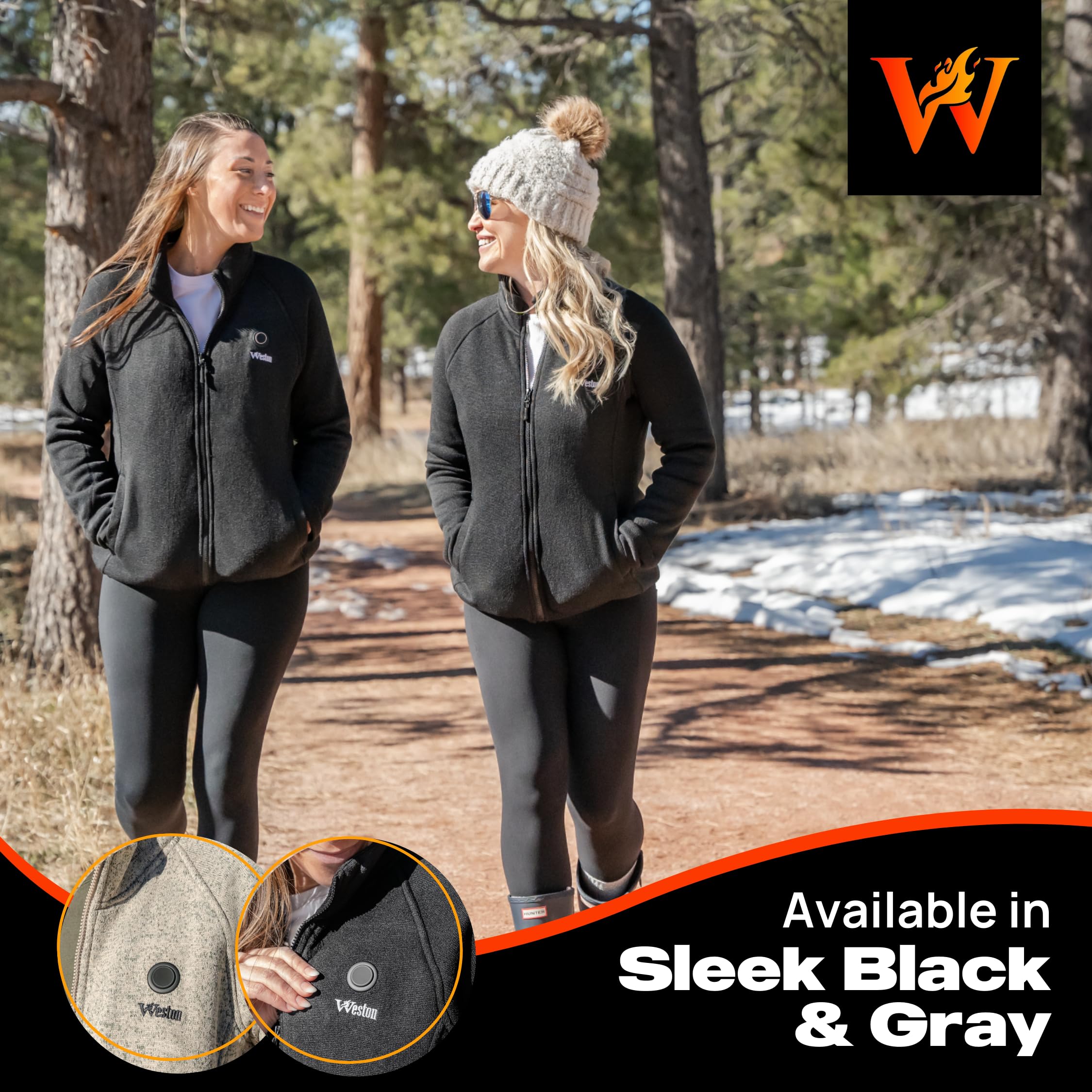 Weston Rechargeable Heated Fleece Jacket for Women - Electric Warm Jacket & Sweatshirt for Cold Weather - Perfect for Outdoor Activities, Skiing, Hiking & Winter Sports