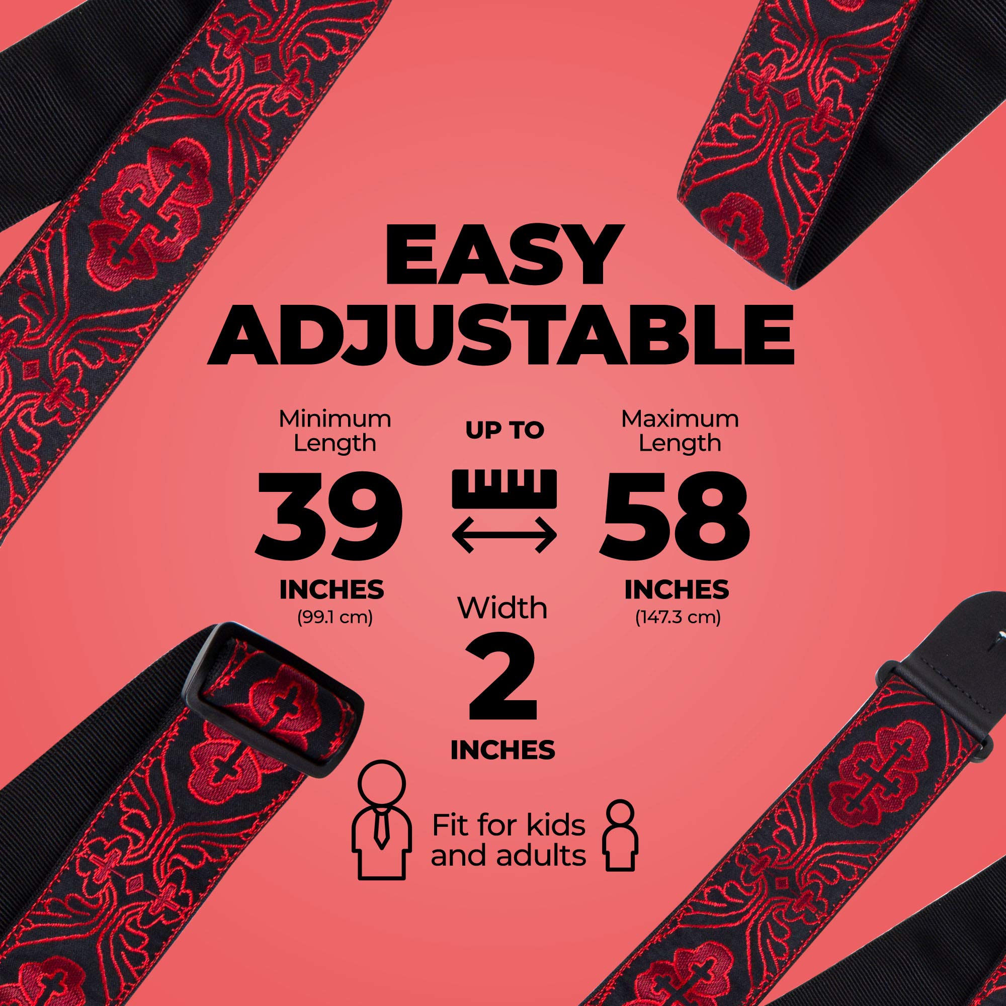 Perri’s Leathers Ltd. Adjustable Jacquard Guitar Strap for Acoustic, Bass & Electric Guitars - Handmade in Canada - Perfect for Live Performances & Studio Sessions