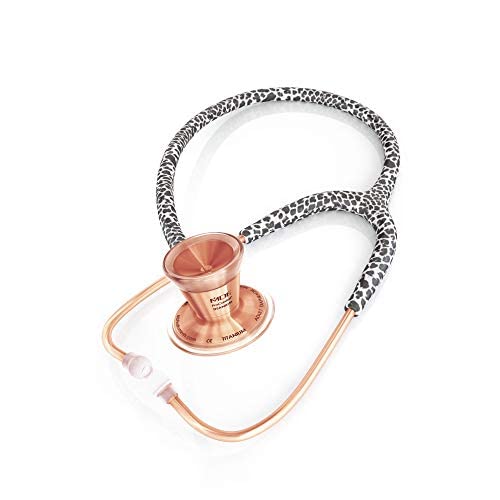 MDF ProCardial Cardiology Stethoscope - Limited Edition Snow Leopard Rose Gold, Lightweight Titanium Dual Head Stethoscope for Adults with Rose Gold Chestpiece & Headset (MDF797TSLRG) - Perfect for Medical Professionals, Nurses, and Students in Hospitals & Clinics