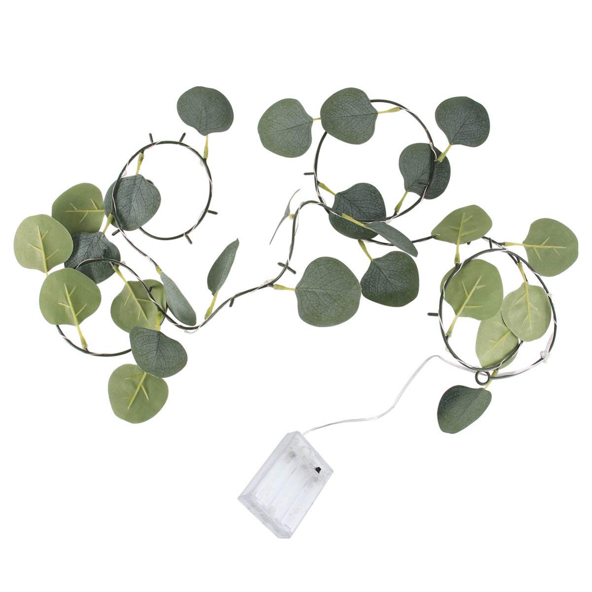 OSALADI 20 LED Artificial Eucalyptus Leaves String Lights - 2M Warm White Fairy Lights for Rustic Wedding Decor, Party Wall Garland, Indoor & Outdoor Greenery Vines (Perfect for Bedroom, Garden, Patio & Event Decoration)