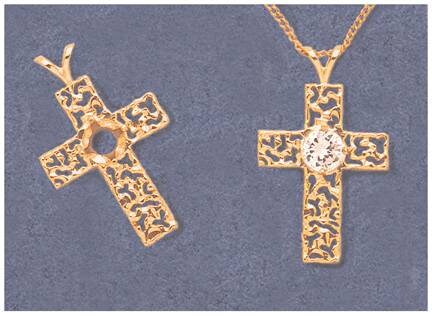 Solid Sterling Silver or 14kt Gold 3-6mm Round Freeform Cross Pendant Setting - Handmade in USA (161740/141740) - Perfect for Necklaces, Jewelry Making & Religious Gifts