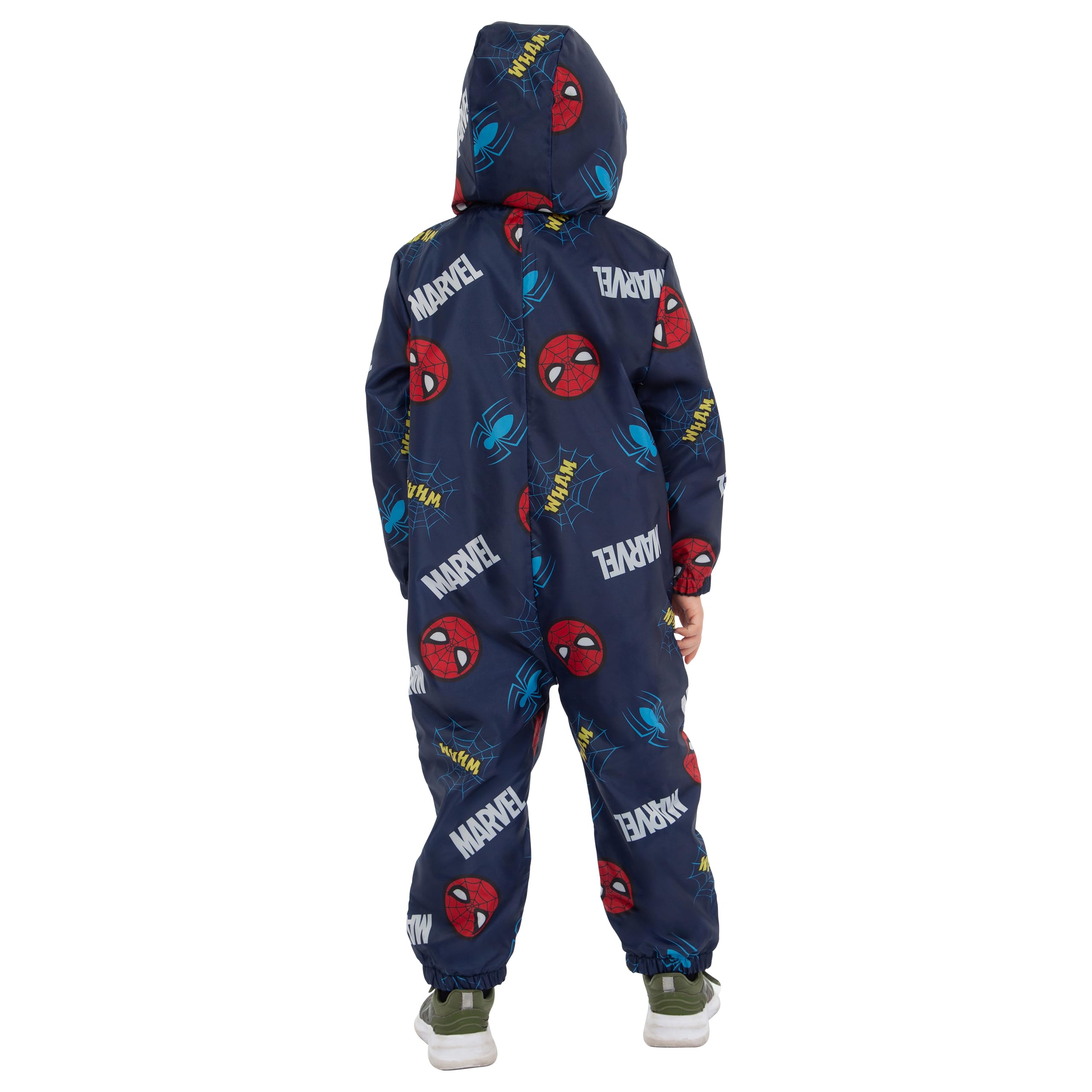 Marvel Spiderman Kids Rain Suit - Waterproof Boys' Rain Gear Overalls for Outdoor Play & School Commute