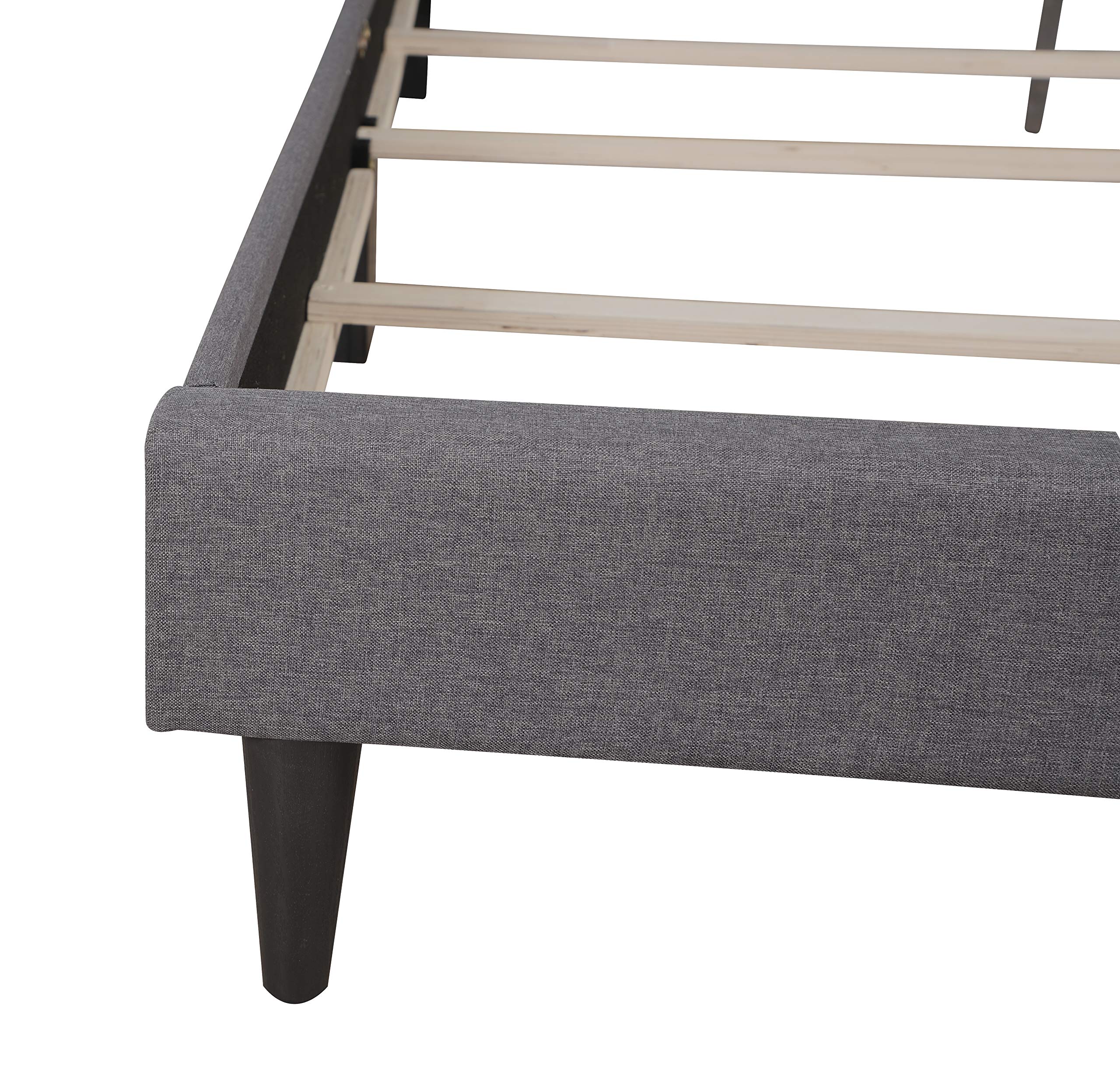 Glory Furniture DEB Queen Size Bed Frame with Headboard - Modern Gray Upholstered Platform Bed for Bedroom, Guest Room, or Dorm