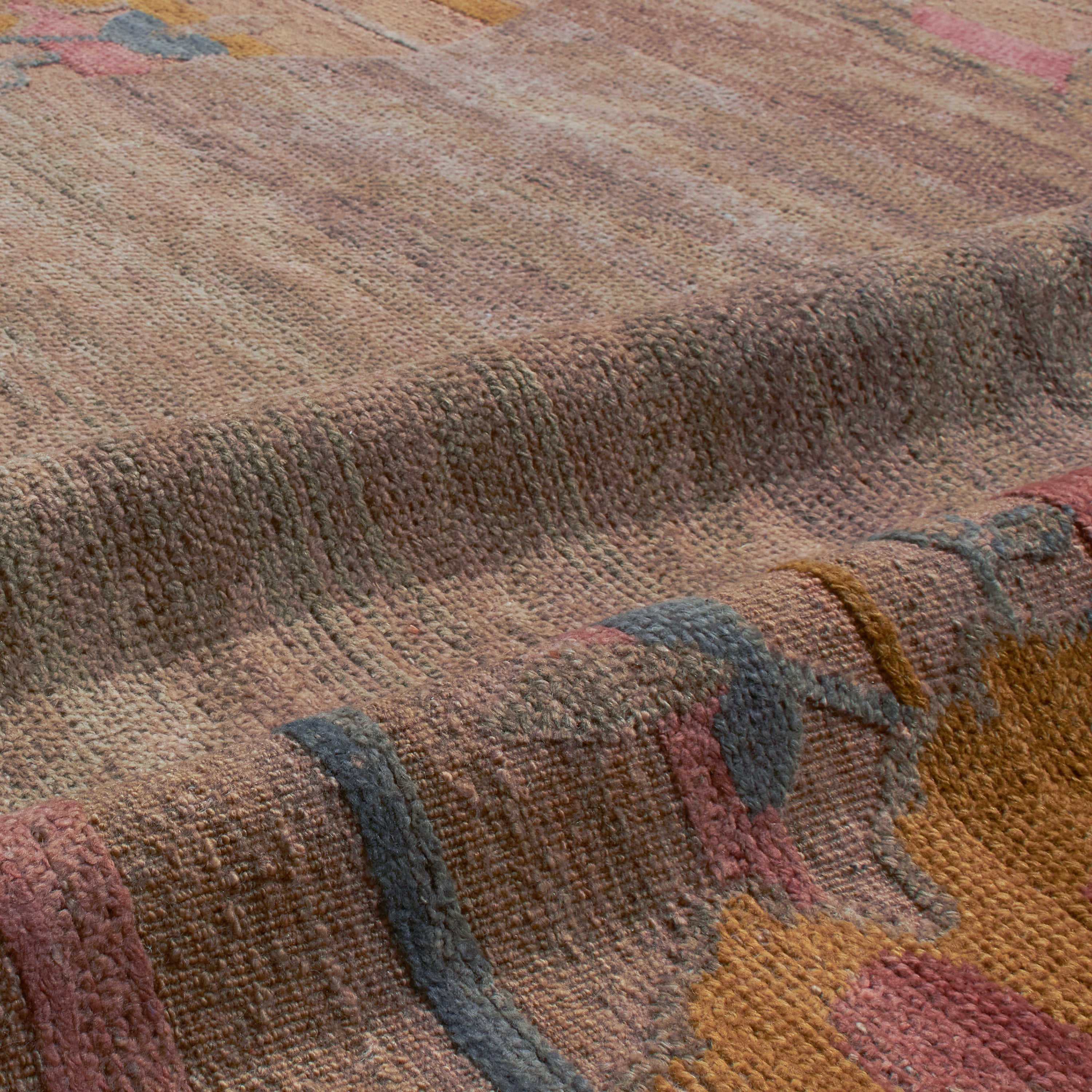 Antique Tibetan Handmade Wool Rug DD 428 - Orange Traditional Carpet for Living Room, Bedroom & Home Decor