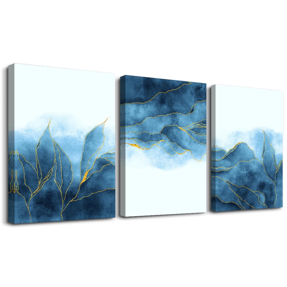 Abstract Canvas Wall Art Set - Modern Gray Blue Wall Decor for Living Room, Bedroom, Office & Bathroom - 3 Piece 20x28 Inch Framed Paintings - Perfect for Home Decoration & Interior Design