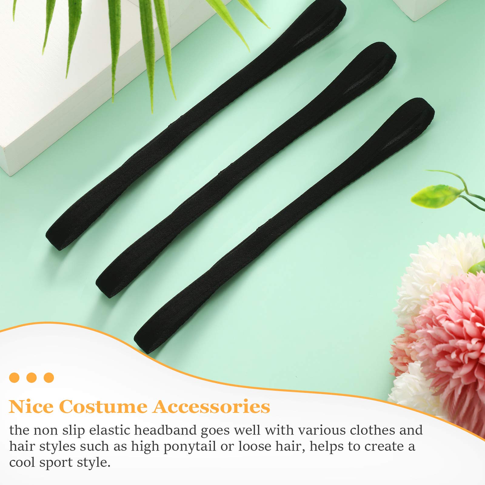WILLBOND 12 Pack Non-Slip Elastic Sports Headbands for Men & Women - Sweat Absorbing Workout Hair Bands with Silicone Grip for Running, Yoga, Basketball, Tennis & Football (Black) | Perfect for Gym, Sports & Active Lifestyle