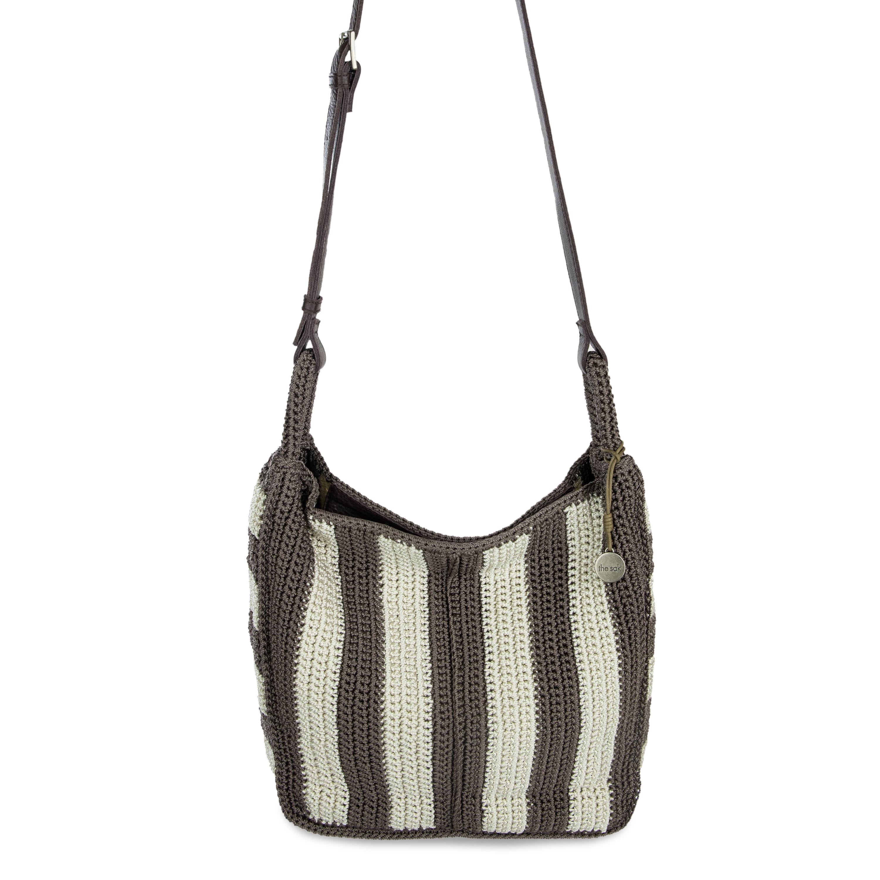 Los Feliz Hand Crochet Crossbody Bag - Mushroom Stripe Pattern Boho Purse for Women, Perfect for Festivals, Travel & Everyday Use