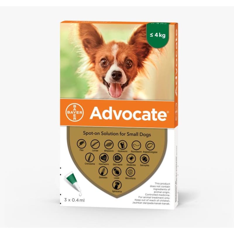 Best Advocate Flea & Tick Treatment for Small Dogs Under 4kg - Safe Monthly Prevention for Puppies & Toy Breeds - Indoor & Outdoor Protection