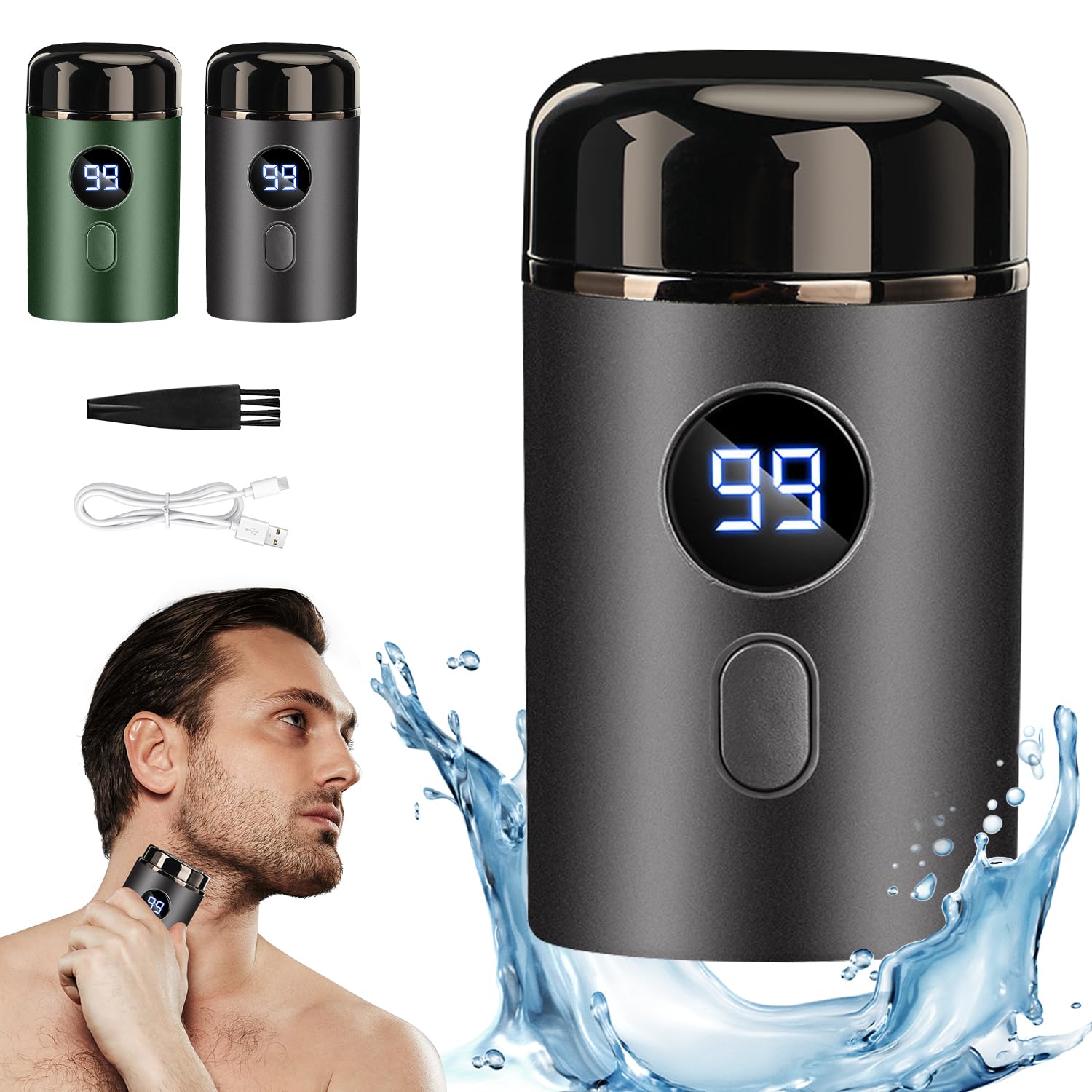 Skyworth Mini Portable Electric Shaver for Men - USB Rechargeable & Waterproof Travel Shaver - Perfect for Business Trips, Gym, and Daily Grooming On-The-Go
