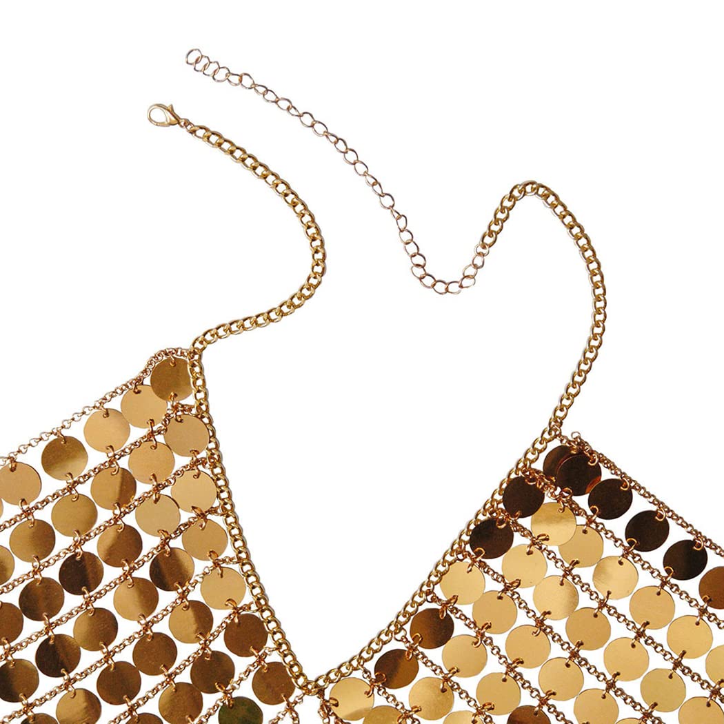 Boho Sequins Body Chain Gold Tassel Bikini Chain - Sexy Glitter Necklace Body Jewelry for Beach, Rave, Nightclub & Festival - Perfect for Summer Parties, Music Festivals & Swimwear Accessories