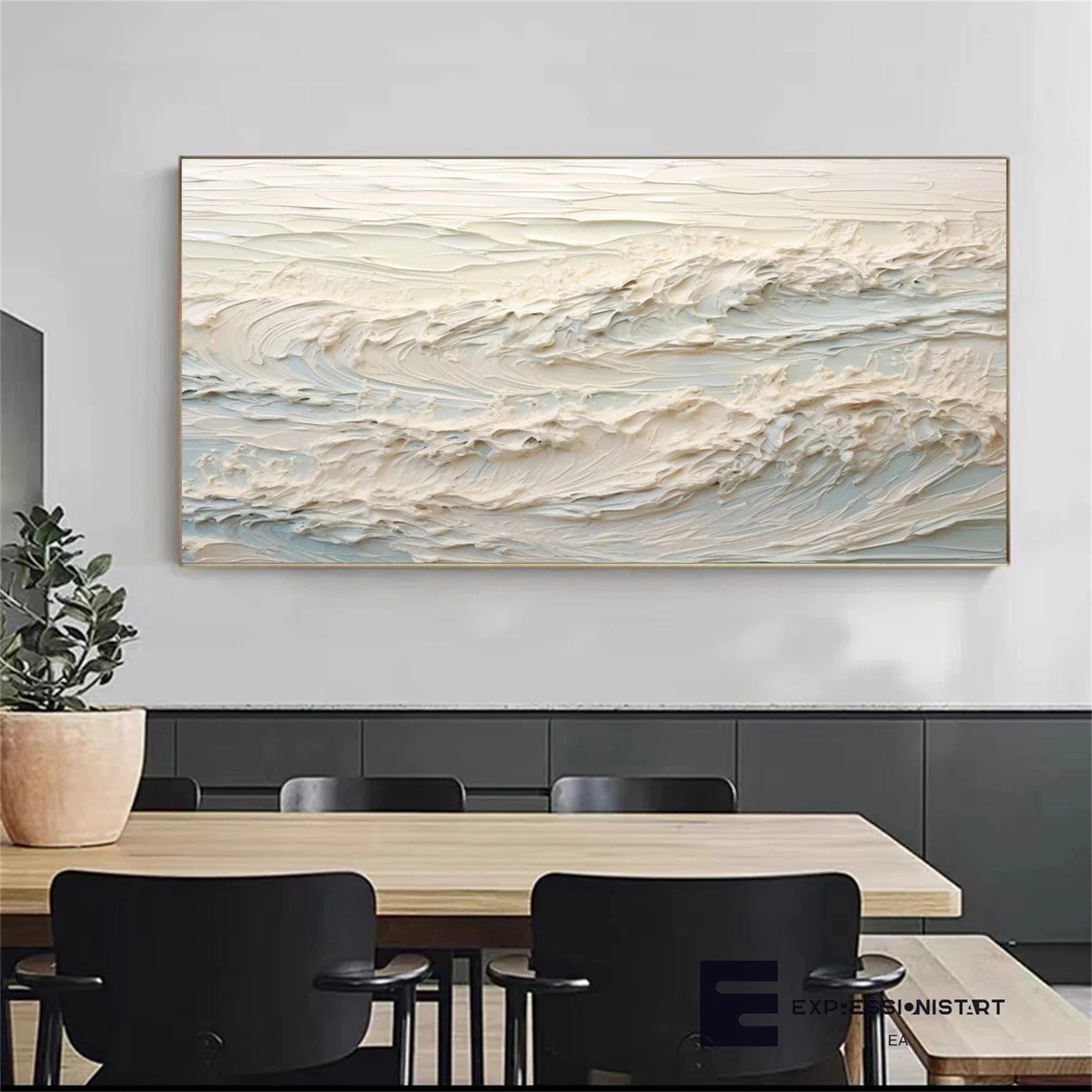 Ocean and Sky Painting #OS 072 - Handmade Canvas Wall Art for Home Decor, Office & Living Room - Coastal Landscape Artwork for Beach House & Modern Interior Design