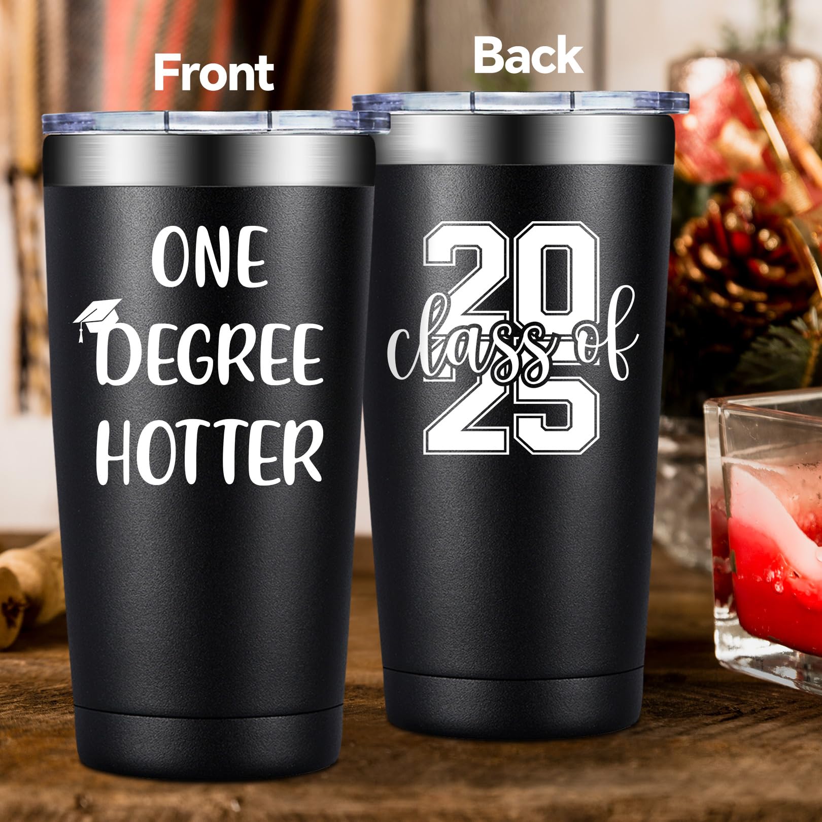 20oz One Degree Hotter Tumbler - Best Graduation Gift for Men (Class of 2025) - Ideal for College, High School, Masters & PhD Graduates - Keeps Drinks Hot/Cold - Perfect for Campus, Office & Daily Commute