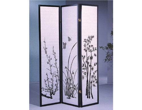 3 Panel Bamboo Floral Room Divider - Handmade Privacy Screen for Bedroom, Living Room & Office - Natural Home Decor Partition with Asian Inspired Design