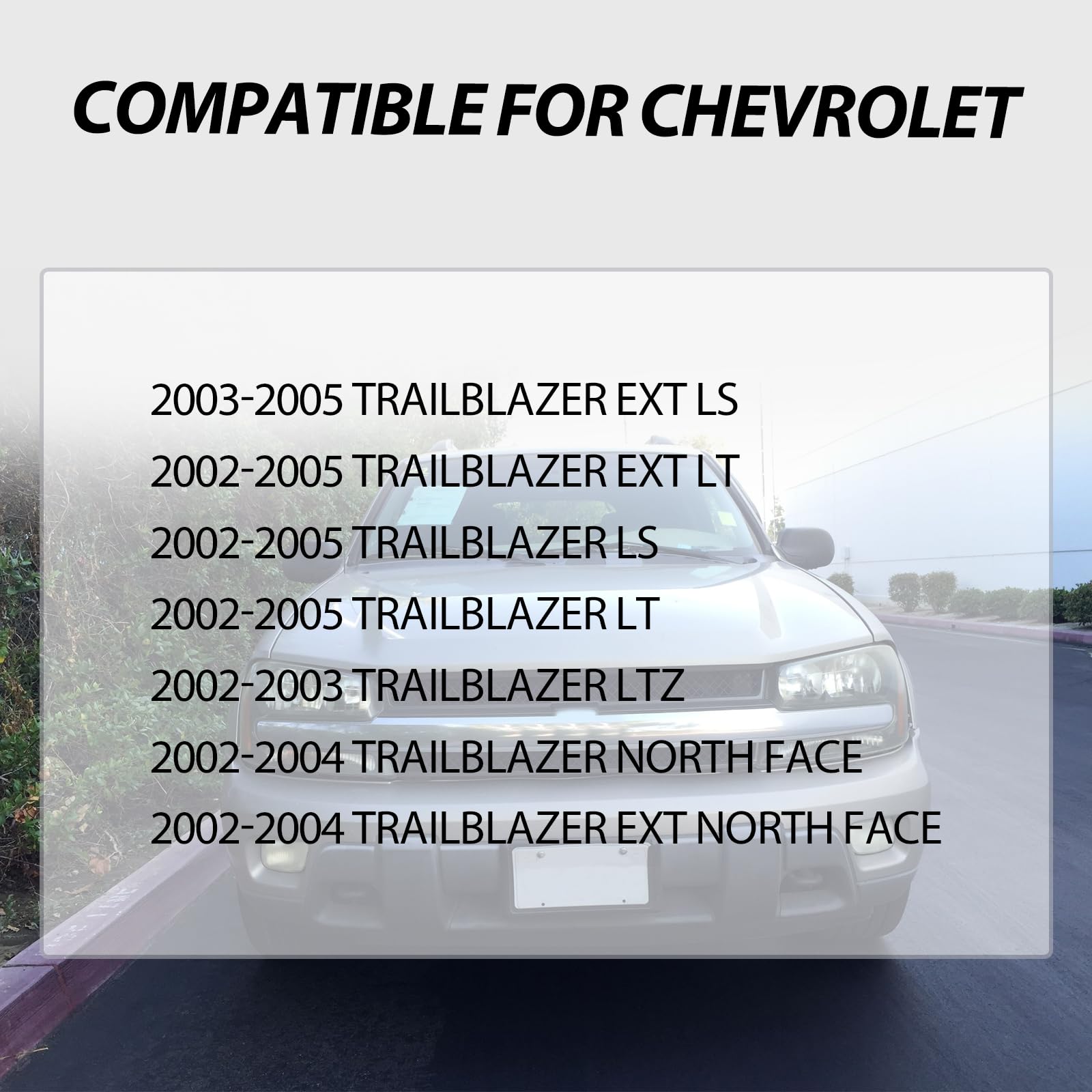 Black Mesh Front Grille Grill Assembly with Chrome Outer Bar Molding for 2002-2005 Chevrolet Trailblazer | GM1200477 10358128 Replacement | Off-Road & Custom Car Upgrade