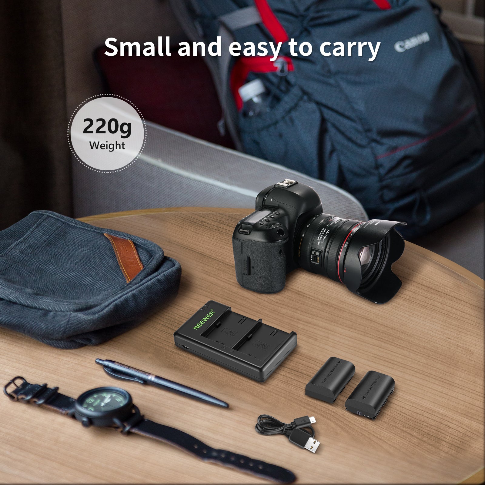 NEEWER LP-E6NH R6 II Replacement Li-Ion Battery Set for Canon Cameras - Compatible with EOS R6 Mark II, R5, R, RP - Perfect for Travel, Photography & Videography