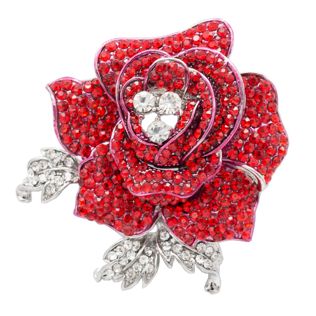 Sparkling Rhinestone Rose Flower Brooch Pin for Women - Elegant Bridal, Prom, Wedding Jewelry Accessory - Perfect for Dresses, Suits, Hats & Gift Giving