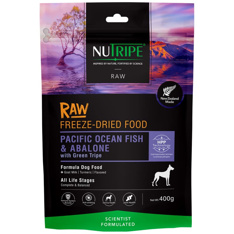 Nutripe Pacific Ocean Fish & Abalone With Green Tripe Freeze Dried Raw Dog Food - 400g | High Protein Grain-Free Dog Treats | Perfect for Training, Rewards & Sensitive Stomachs