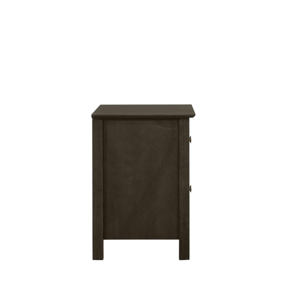 Gemini Solid Wood Nightstand with Two Drawers - Classic Gray Bedside Table for Bedroom, Living Room & Office Storage