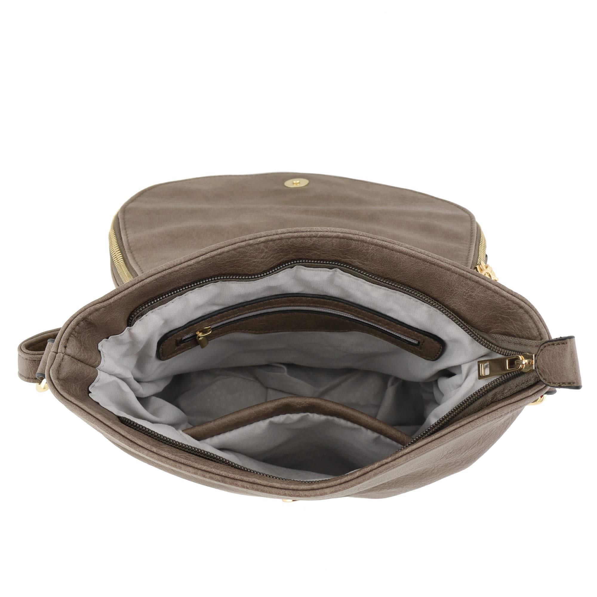 Stylish Tassel Accent Crossbody Bag with Flap Top in Taupe - Perfect for Everyday Use, Travel & Casual Outings