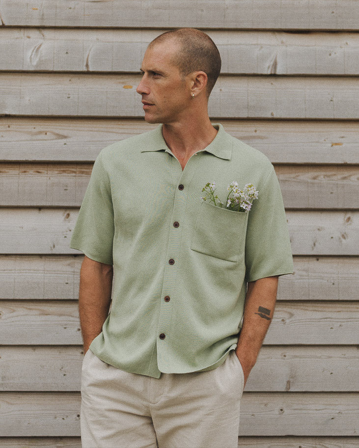 Men's Young Green Cotton Knit Polo Shirt - Breathable Casual Short Sleeve Button Down for Golf, Work & Summer Outfits