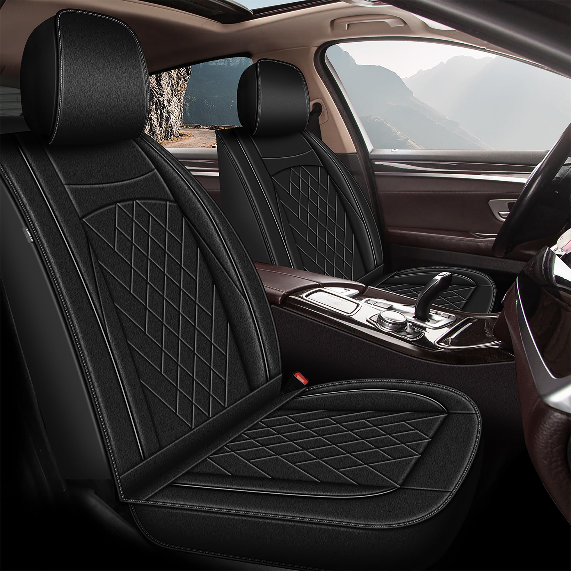 Premium Faux Leather Car Seat Covers for 2003-2017 Honda Accord - 2 Front Seat Protectors (Black) | Waterproof & Comfortable Fit | Perfect for Daily Commute, Road Trips & Car Interior Protection