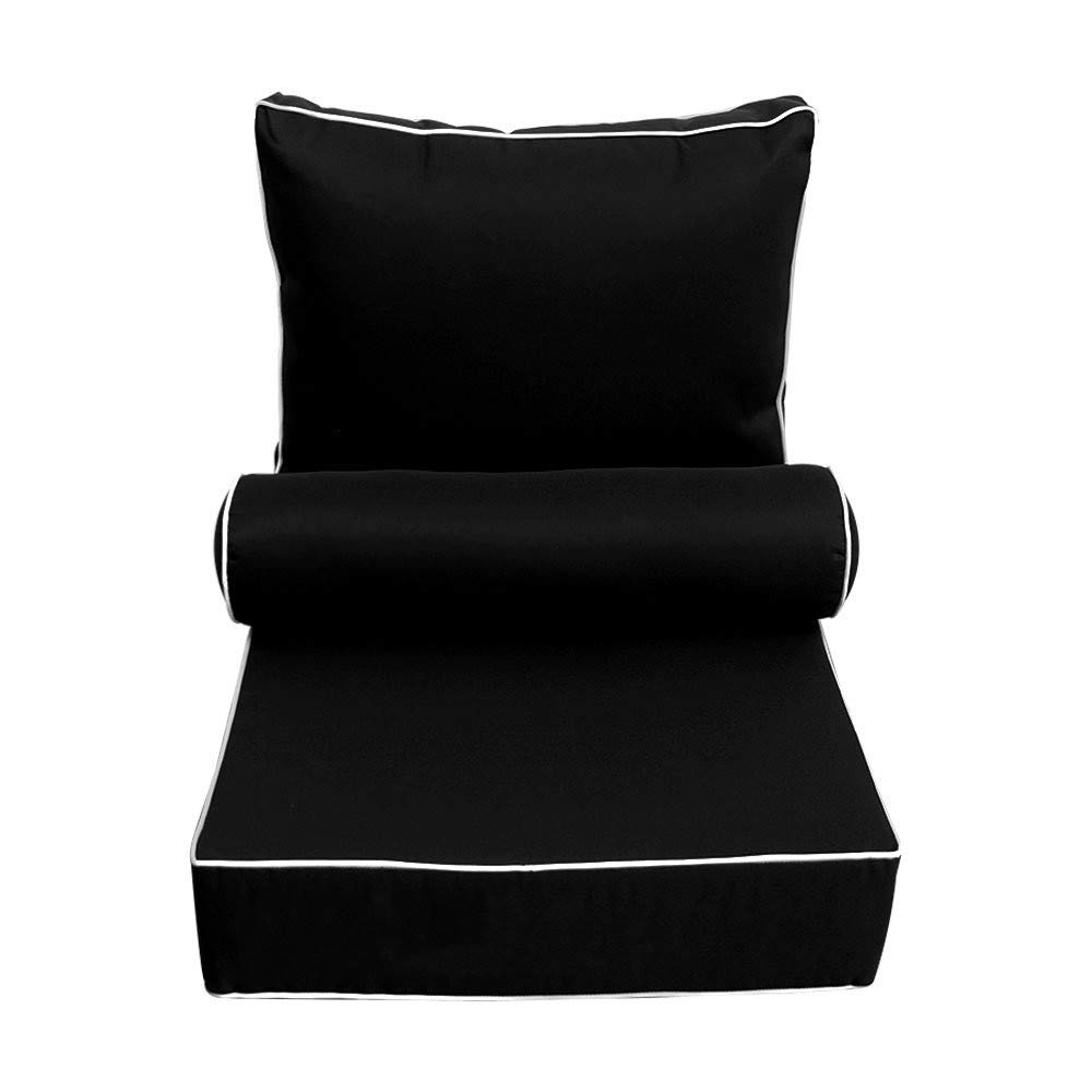 AD109 Contrast Pipe Trim Small 23x24x6 Deep Seat Back Rest Bolster Cushion Insert Slip Cover Set for Sofa, Chair & Home Decor - Comfortable Living Room & Bedroom Accent Pillow Covers