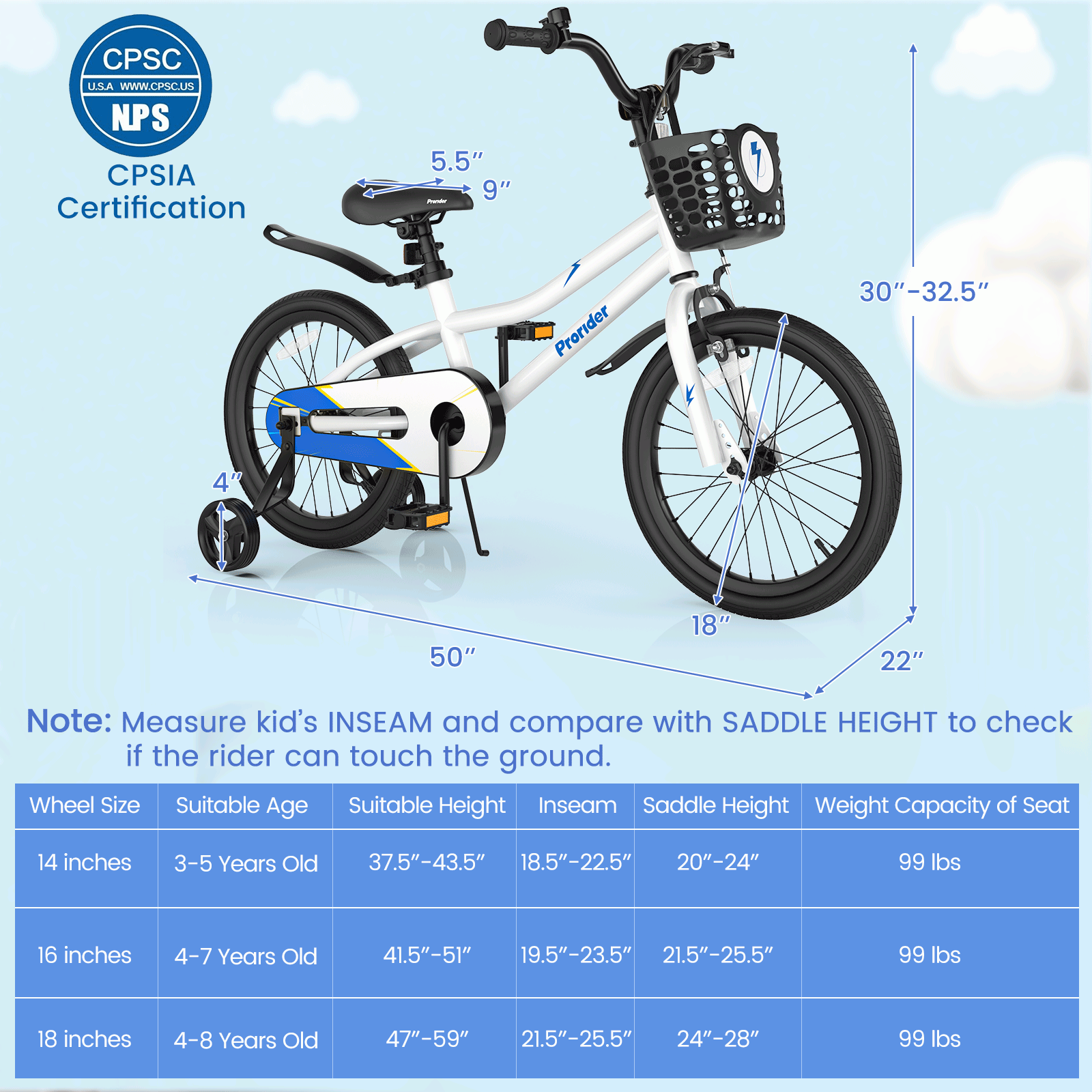 18 Inch Kids Bike with Removable Training Wheels - White Children's Bicycle for Boys & Girls Ages 4-8 - Perfect for Neighborhood Rides, Park Adventures & Learning to Cycle