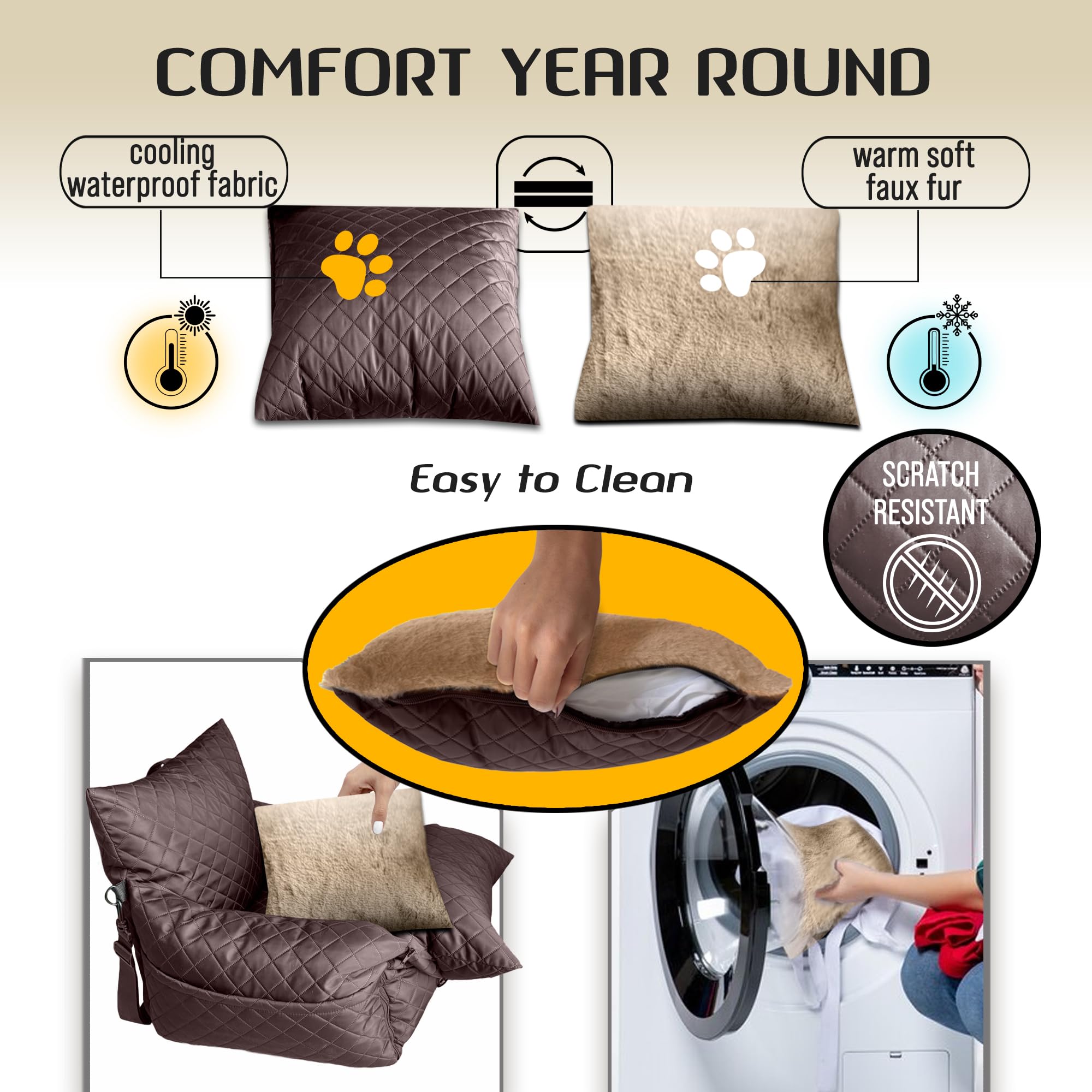 Black Swift Deluxe Dog Car Seat - 2-in-1 Booster & Bed for Small Dogs | Travel & Home Use