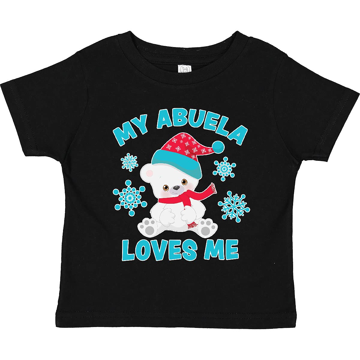 Inktastic Polar Bear 'My Abuela Loves Me' Santa Hat Toddler T-Shirt - Cute Christmas Outfit for Toddlers & Grandparent Bonding Moments