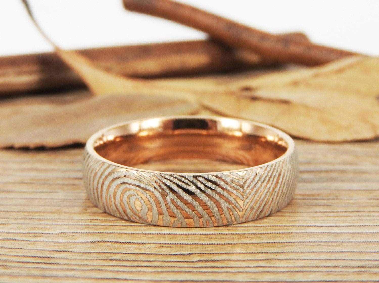 Personalized Fingerprint Rings for Men & Women - Custom Family & Friendship Rings - Rose Gold Titanium Wedding Band (6mm) - Unique Father's Day Gift & Anniversary Present - Perfect for Couples, Engagements & Special Occasions