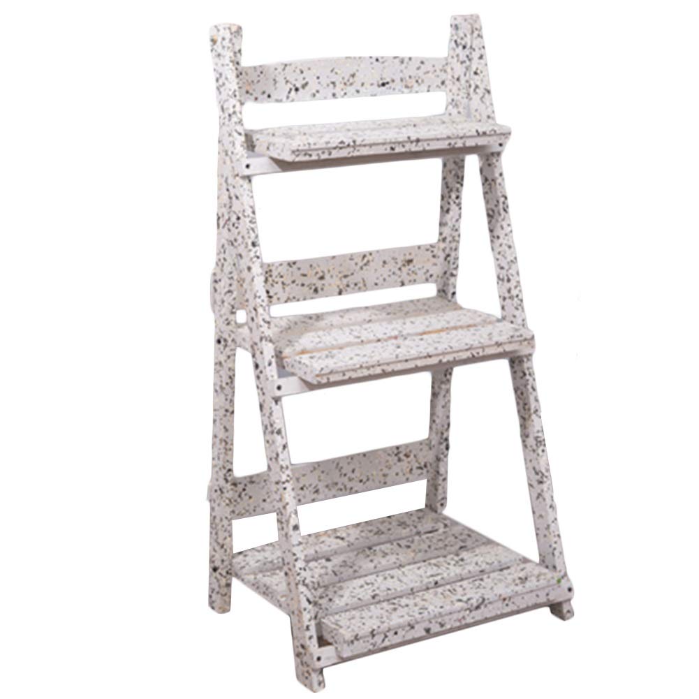 LIQICAI Foldable Wooden Plant Stand - Multifunctional Flower Pot Holder & Storage Shelf for Indoor/Outdoor Use - Display Rack for Home, Garden, Balcony Decor - 2 Colors (White)