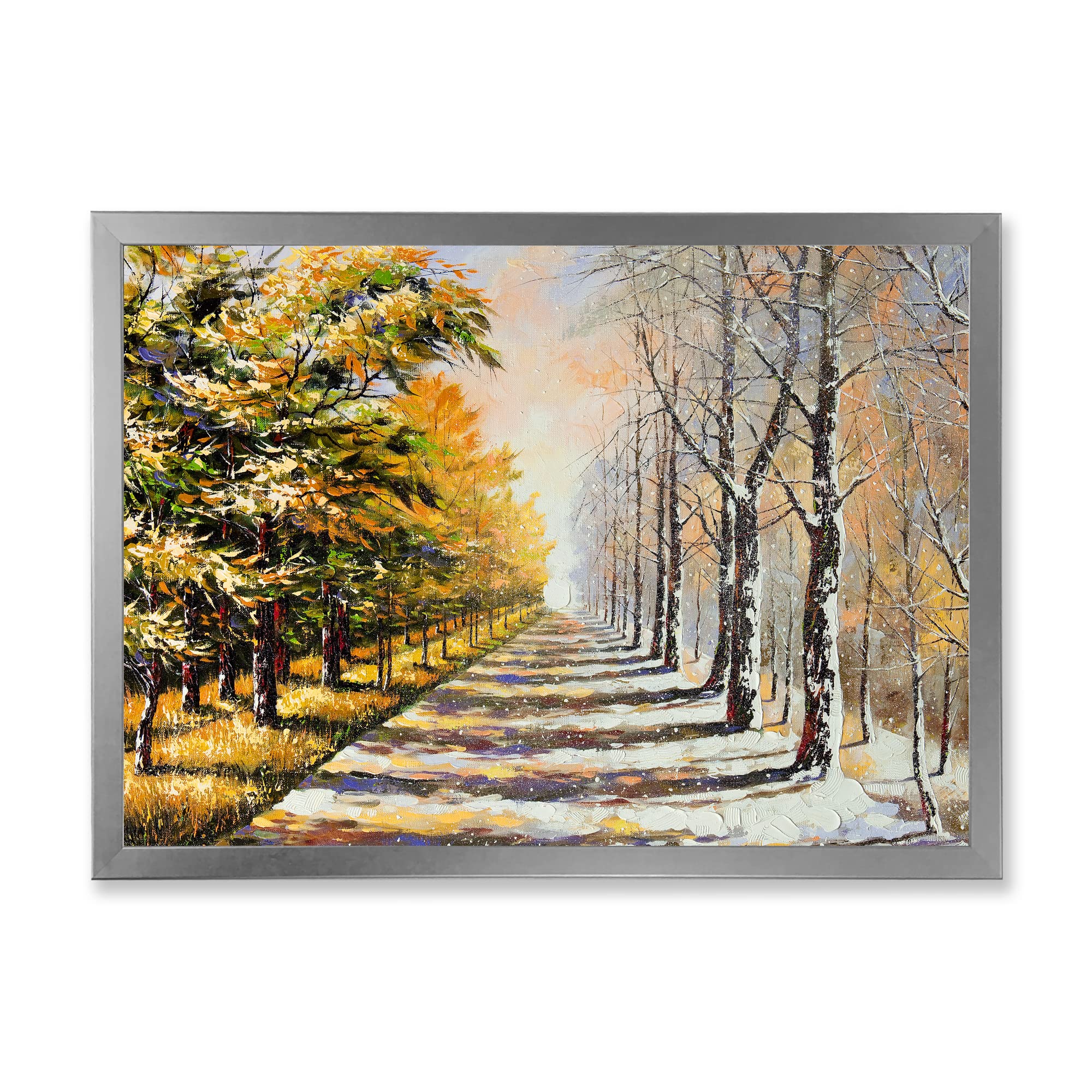 Traditional Framed Wall Art - Winter and Autumn Allegory Painting for Home & Office Decor | Seasonal Landscape Artwork