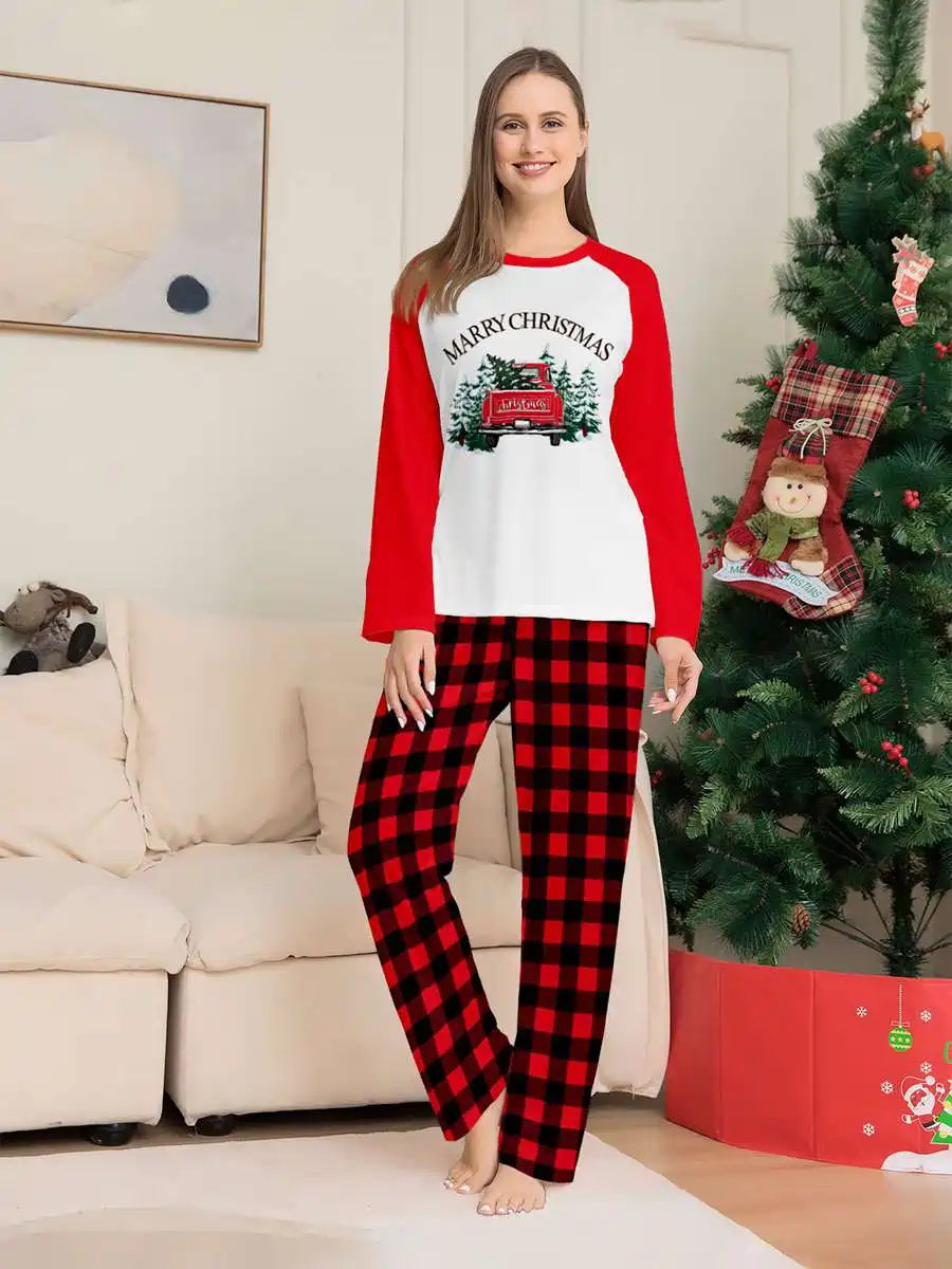 Printed Car Christmas Matching Family Pajamas Set - Holiday Sleepwear for Kids & Adults - Perfect for Christmas Morning & Family Photos
