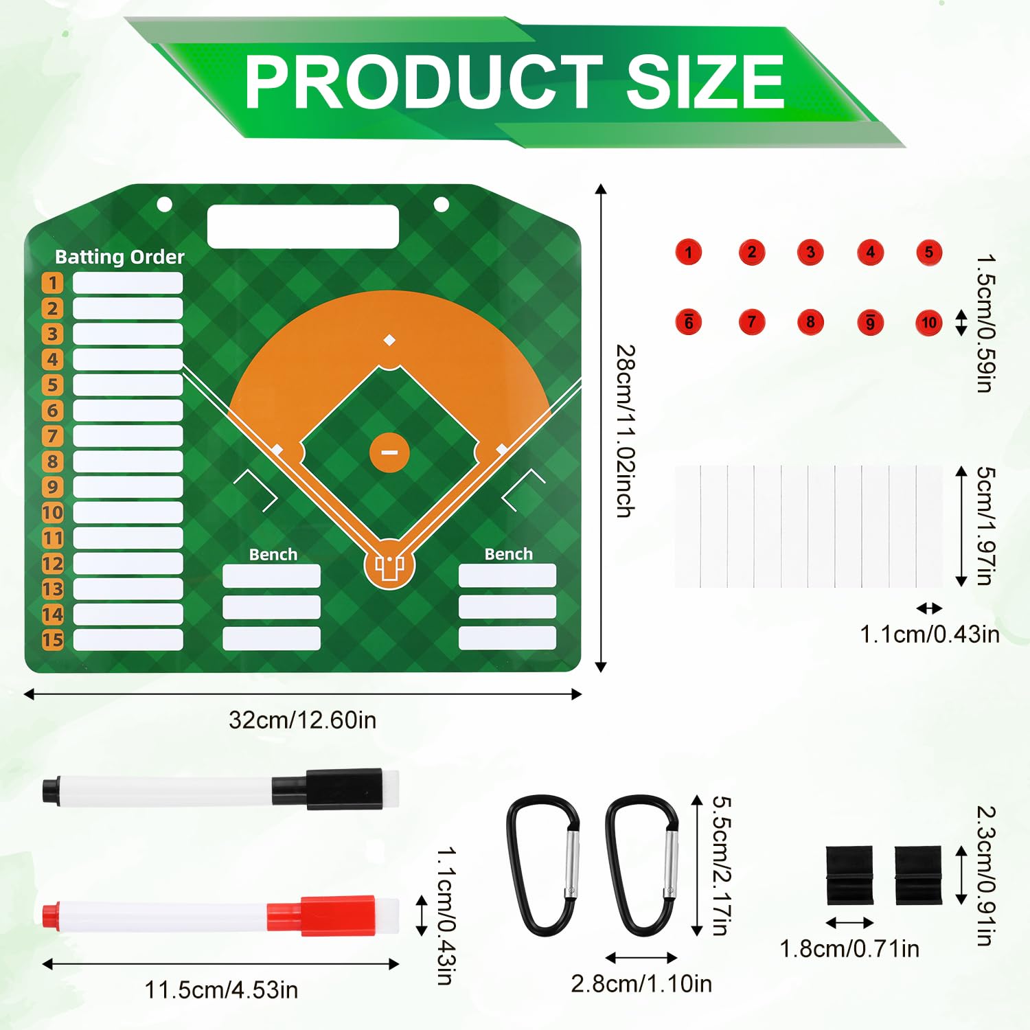 Magnetic Baseball Lineup Board - Dry Erase Coaches Clipboard for Softball & Baseball - Dugout Whiteboard with Coaching Cards - Perfect for Team Practices, Games & Strategy Sessions