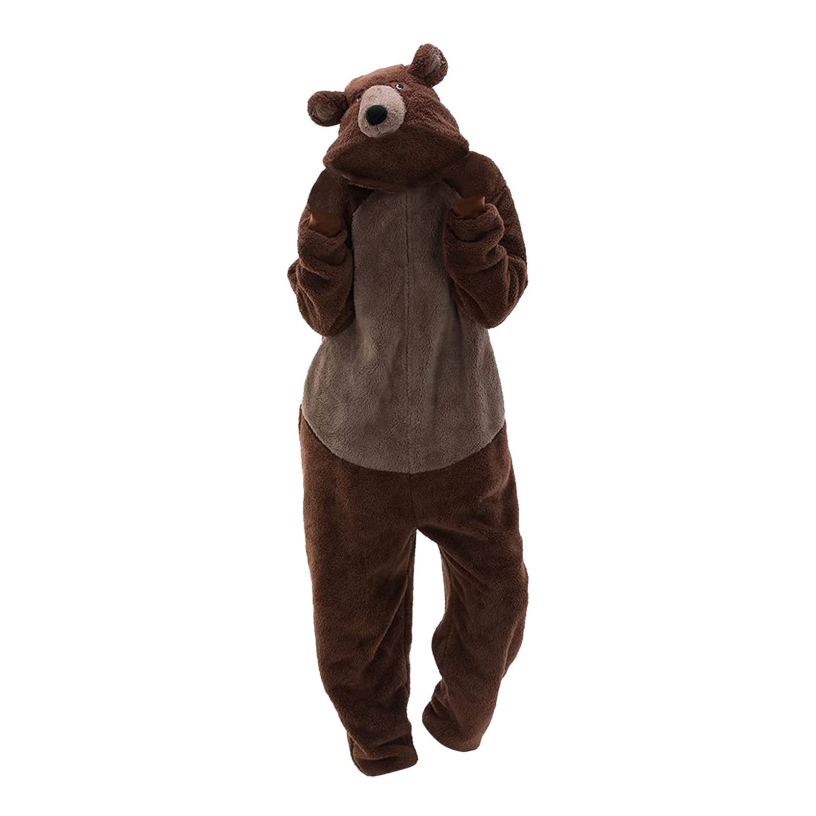 **Unisex Bear Onesie Pajamas for Adults - Soft & Cozy Animal Costume for Halloween, Christmas & Cosplay - Perfect for Parties, Sleepwear & Loungewear**