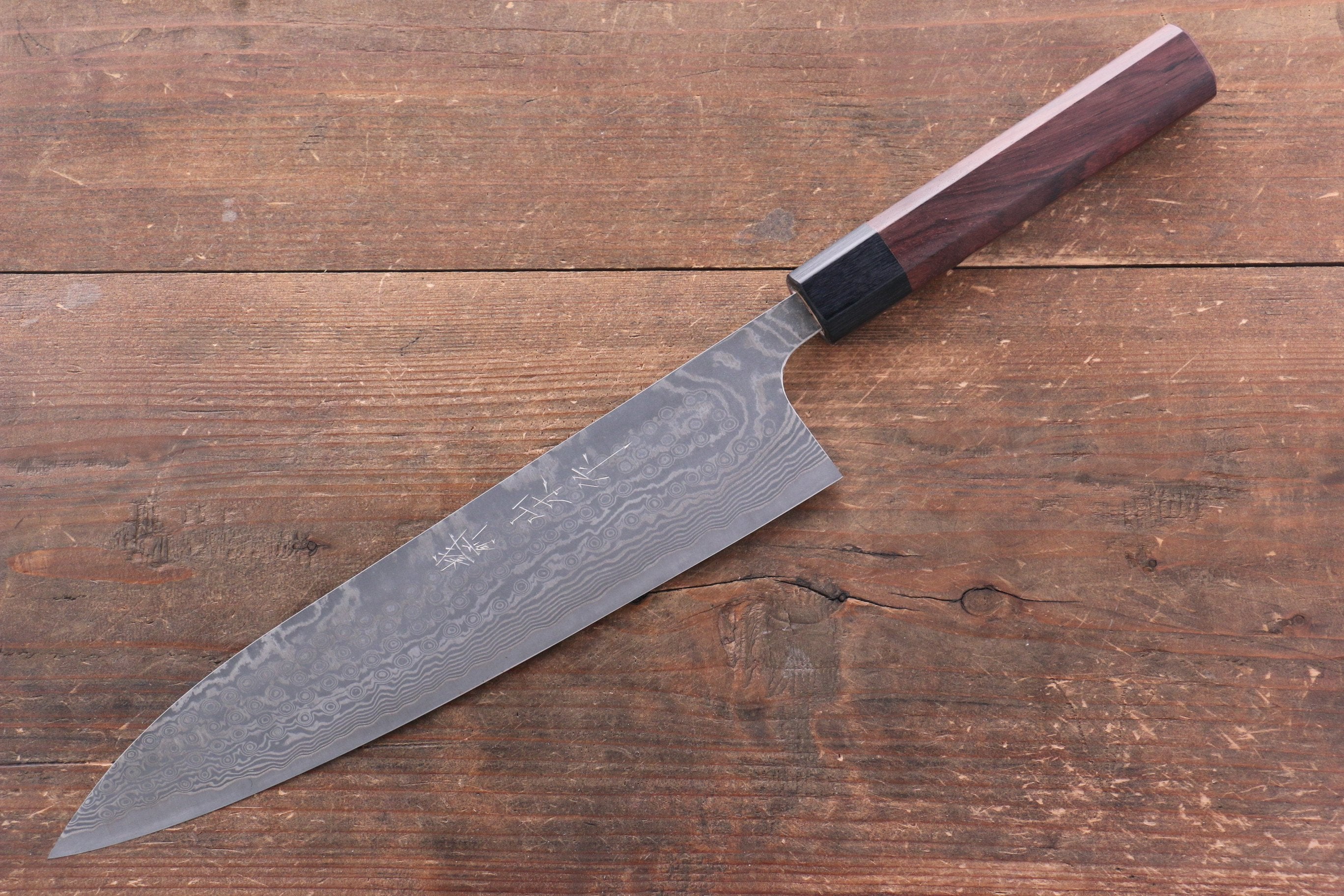 Premium Nao Yamamoto SG2 Black Damascus Gyuto Knife 240mm - Japanese Chef Knife with Shitan Handle for Professional Cooking, Slicing & Meat Cutting