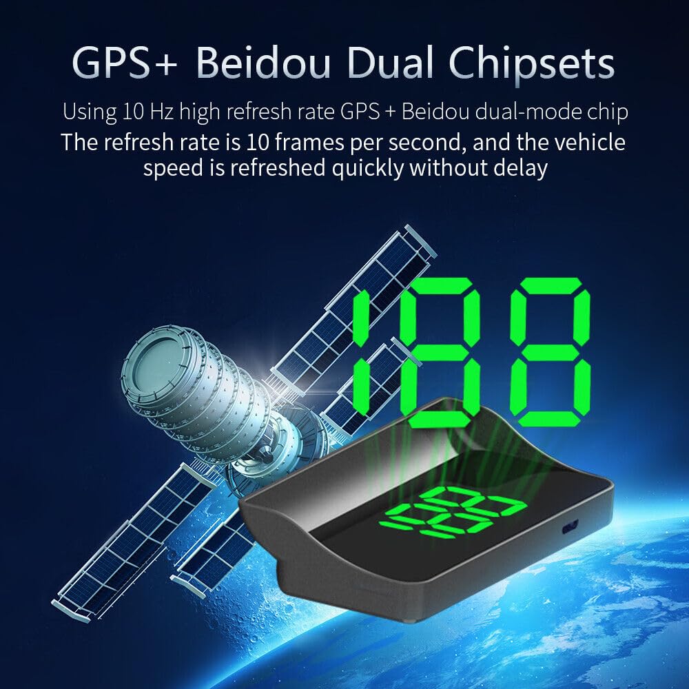 Universal Car HUD Digital Speedometer MPH Plug and Play - Windshield Mounted Car Speed Display for Enhanced Driving Safety and Convenience