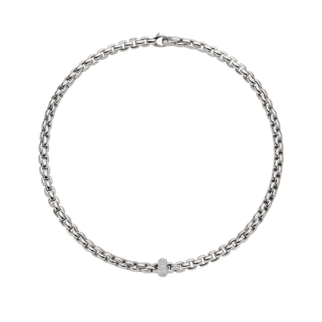 18ct White Gold Pave Diamond Necklace for Women - Elegant Dainty Layering Chain with Sparkling Stones - Perfect for Weddings, Anniversaries & Special Occasions