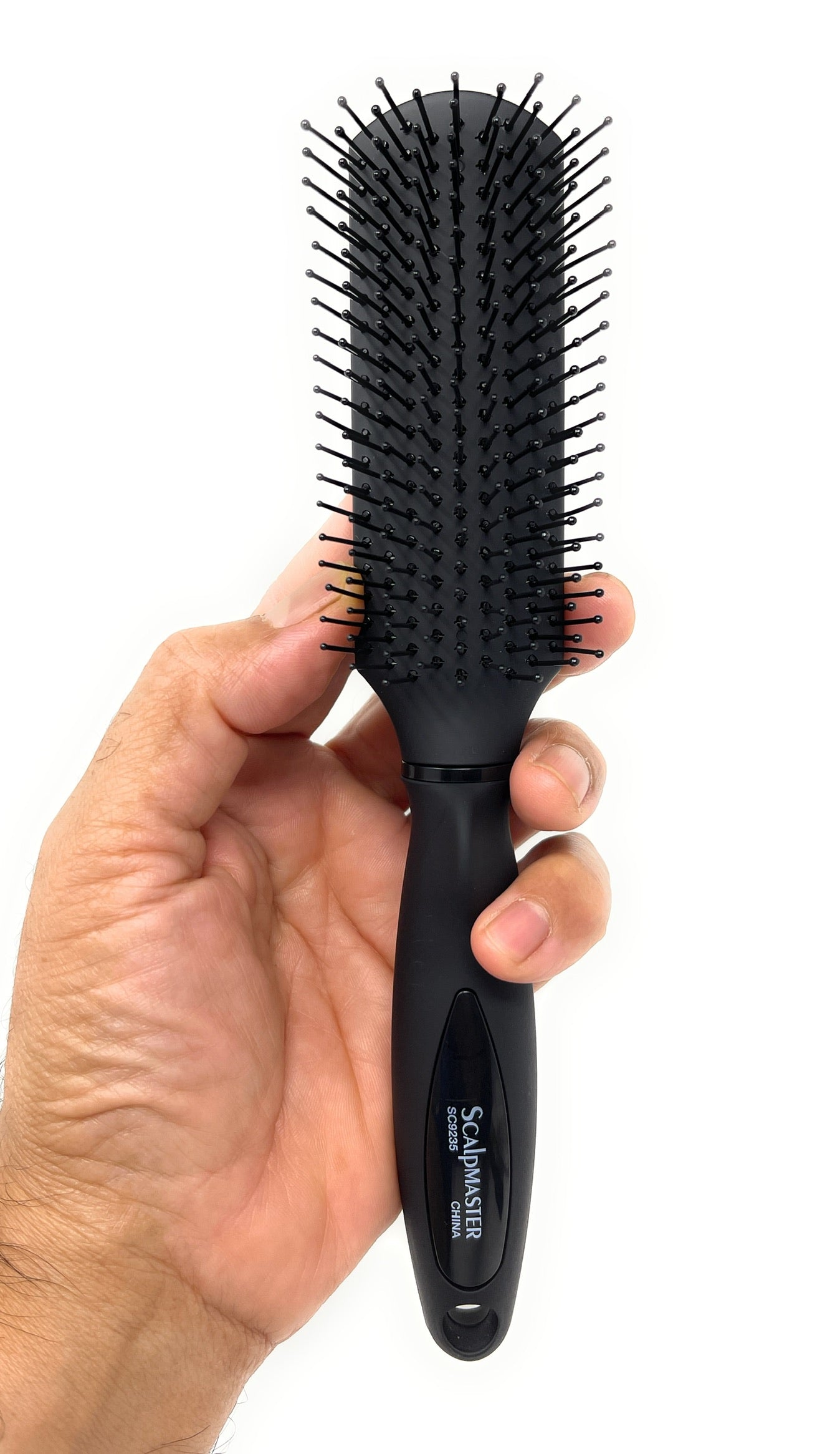 Scalpmaster Rubberized Base Hair Brush for Curly & Wavy Hair - Detangling & Styling Tool for Smooth, Frizz-Free Hair (Black, 1-Pack) - Perfect for Home & Salon Use