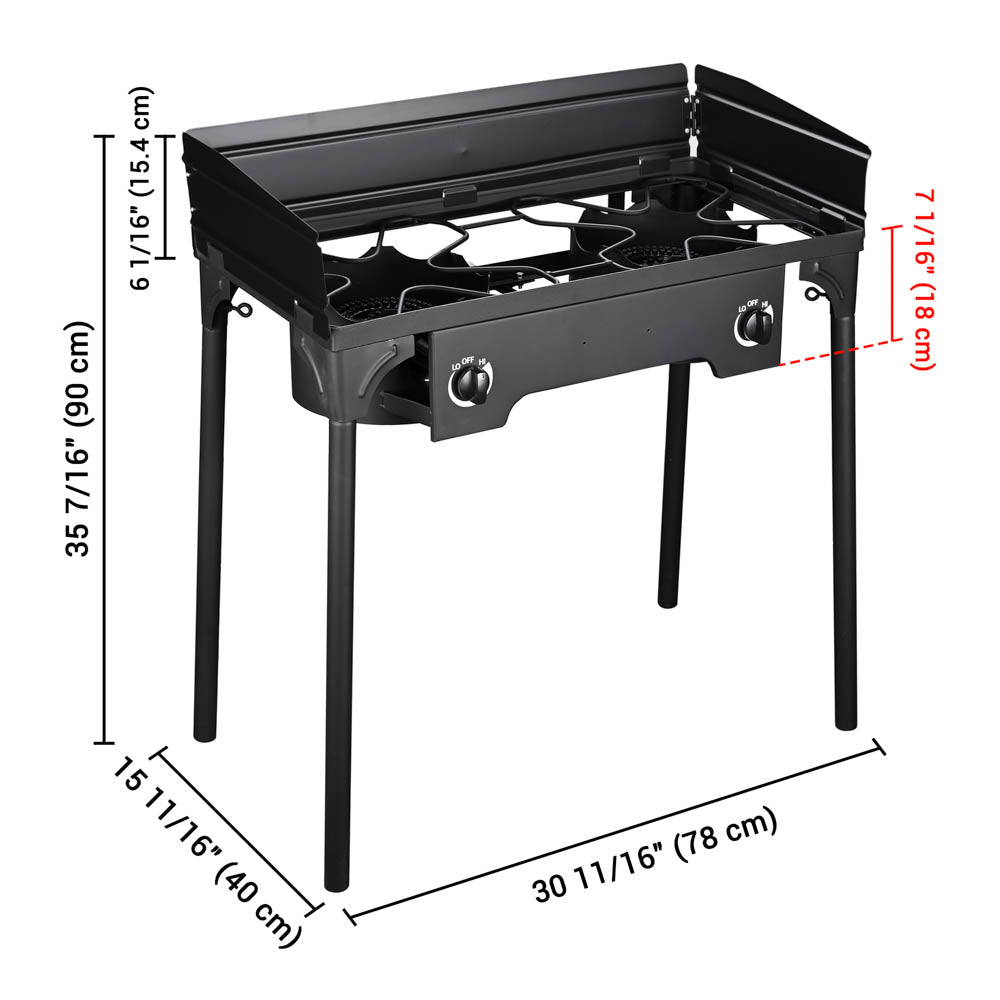High-Powered 150,000 BTU Outdoor Propane Burner with Stand & Wind Guard - Perfect for Camping, Backyard BBQs, and Outdoor Cooking