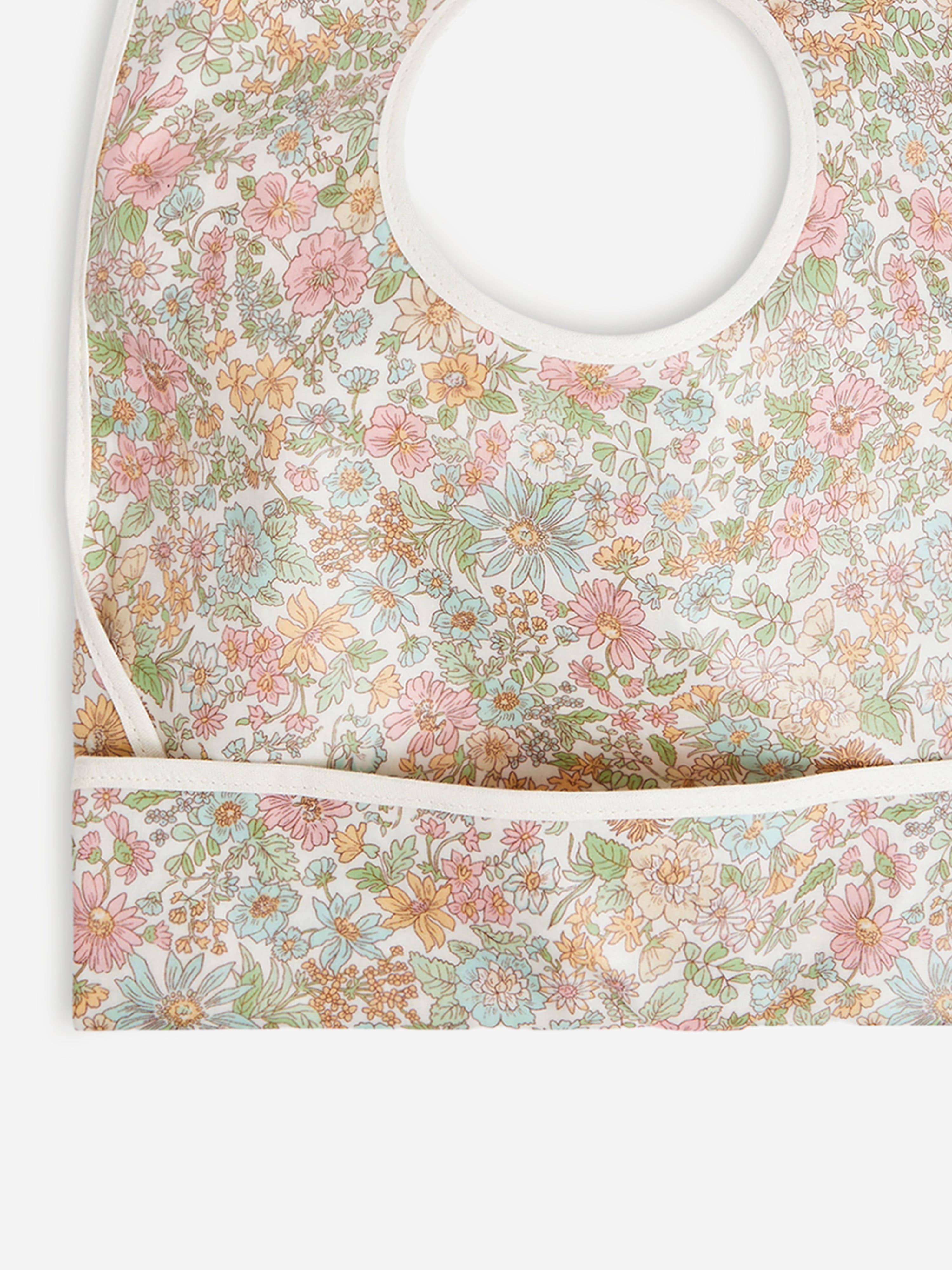 Adorable Floral Baby Girls Bib with Snap Clip - Soft & Absorbent (33.2 x 25.6 x 6cm) - Perfect for Mealtime, Drooling & Messy Play