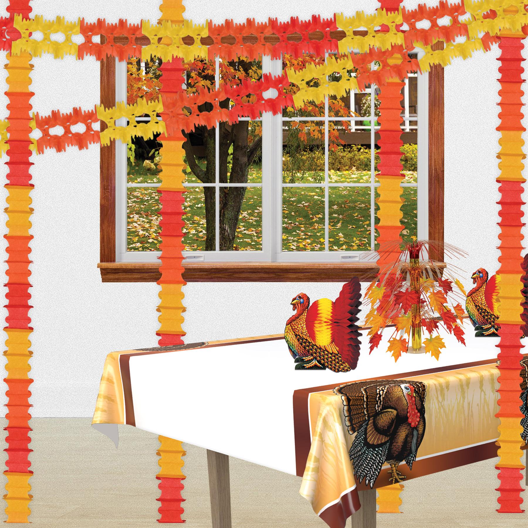 12 Pack Beistle 12 Inch Thanksgiving Tissue Turkey Centerpieces - Colorful Fall Table Decorations for Thanksgiving Dinner, Autumn Party, and Holiday Home Decor
